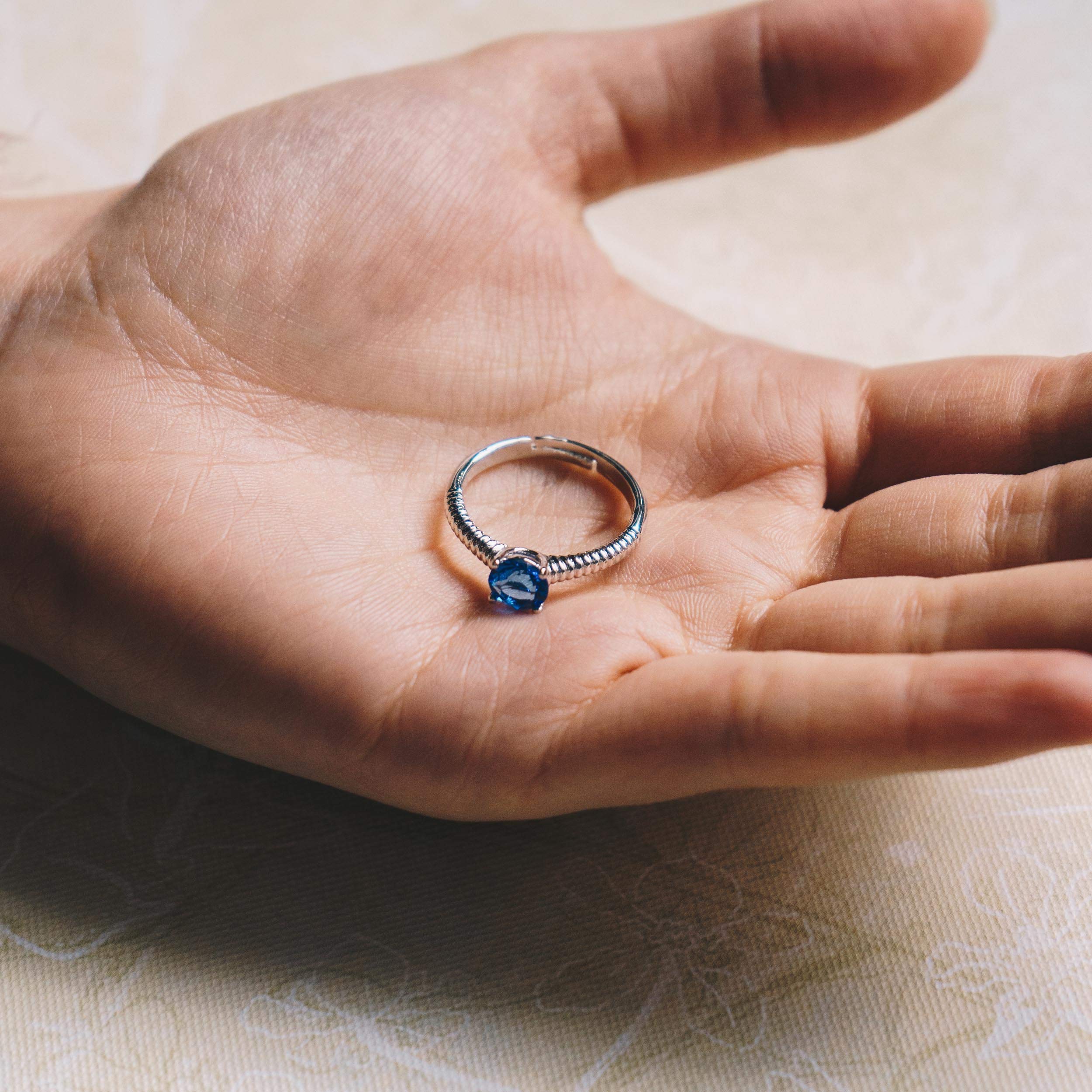 Philip Jones Sapphire Birthstone Ring with Zircondia® - Perfect Gift for September Birthdays