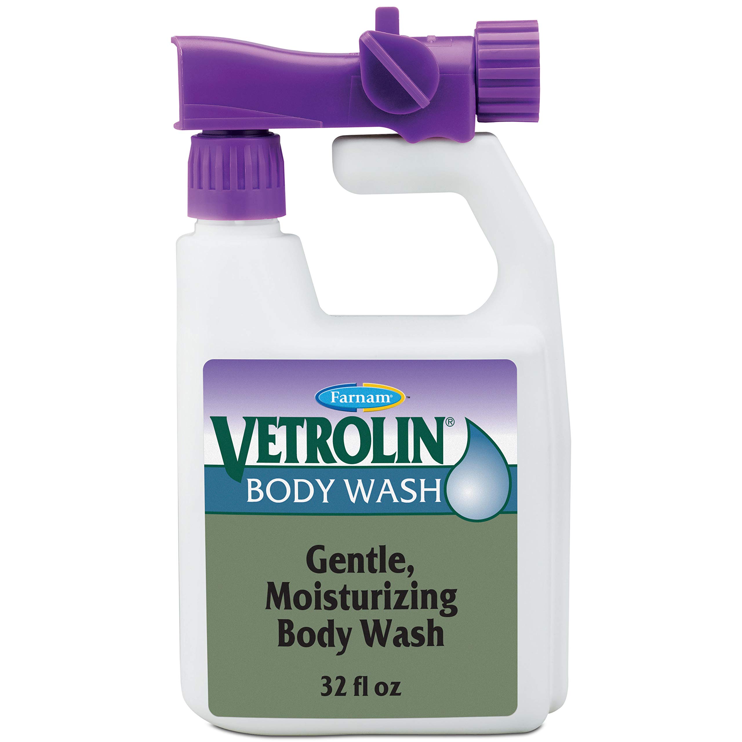 Farnam Vetrolin Gentle Moisturizing Body Wash for Horses & Dogs - 32 oz Horse Shampoo & Dog Shampoo for Sensitive Skin - Ideal for Bathing, Grooming & Show Preparation