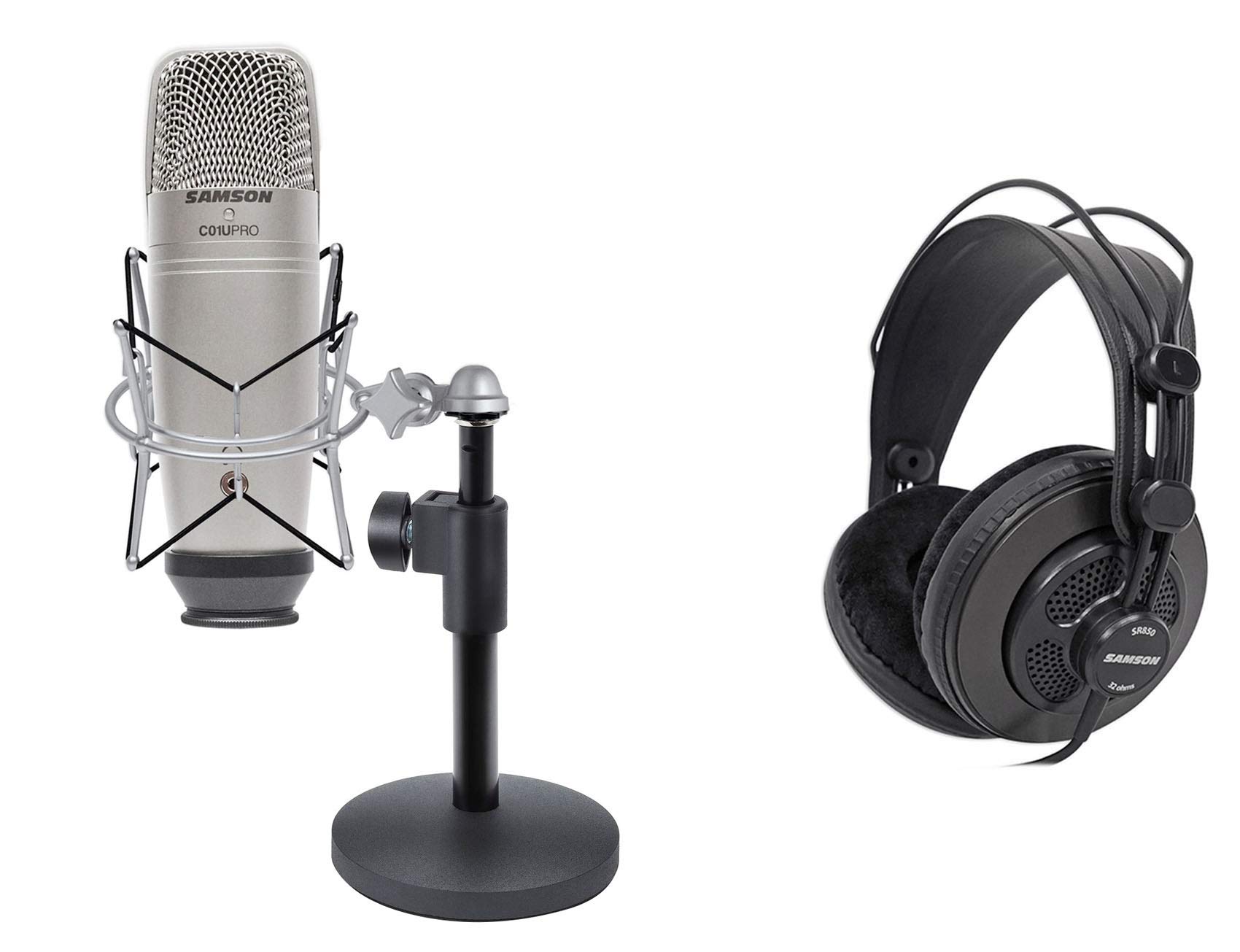 Samson C01U Pro USB Studio Condenser Microphone with Shock Mount, Mic Stand & Headphones - Perfect for Podcasting, Voice Recording, Streaming & Home Studio