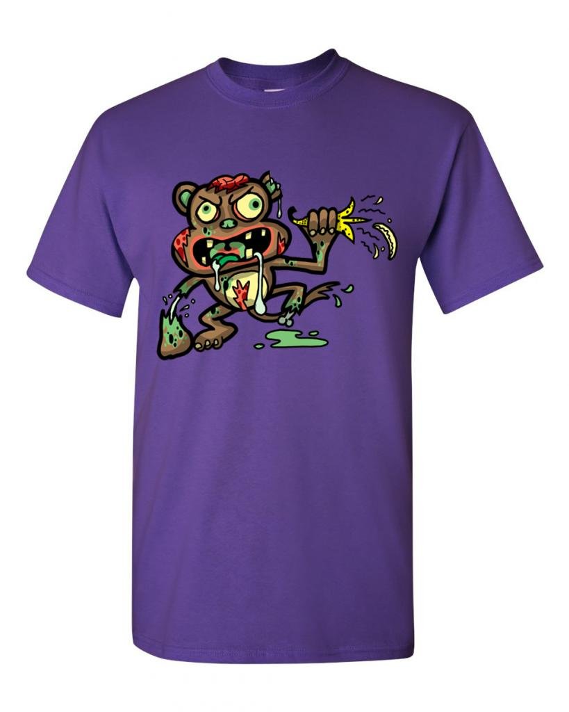 Zombie Monkey Undead Animals Graphic T-Shirt for Adults | Funny Horror Novelty Tee for Halloween, Cosplay & Gifting