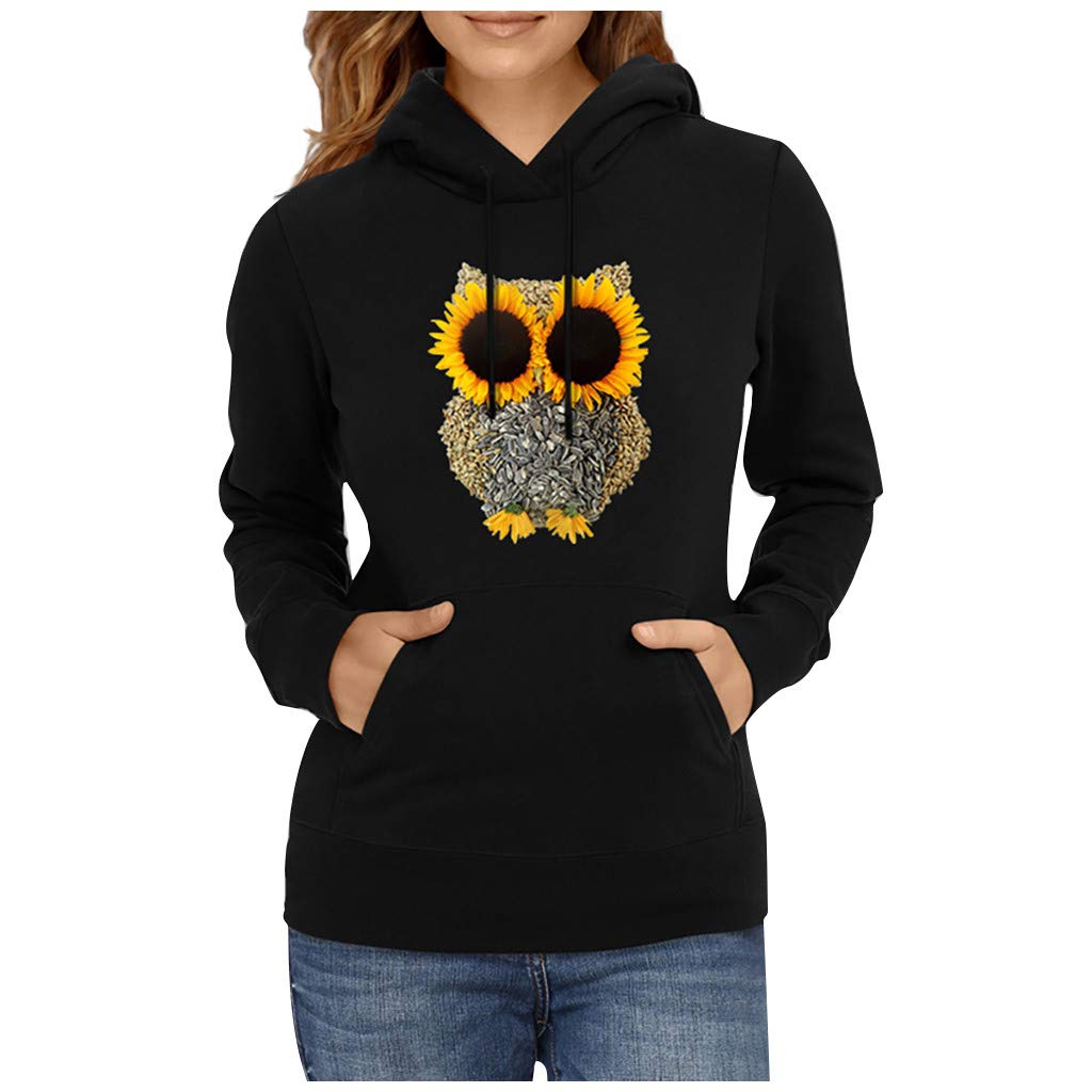 Women's Long Sleeve V-Neck Sweater - Fashion Solid Color Printed Hooded Pullover with Drawstring for Casual Wear, Office & Outdoor Activities