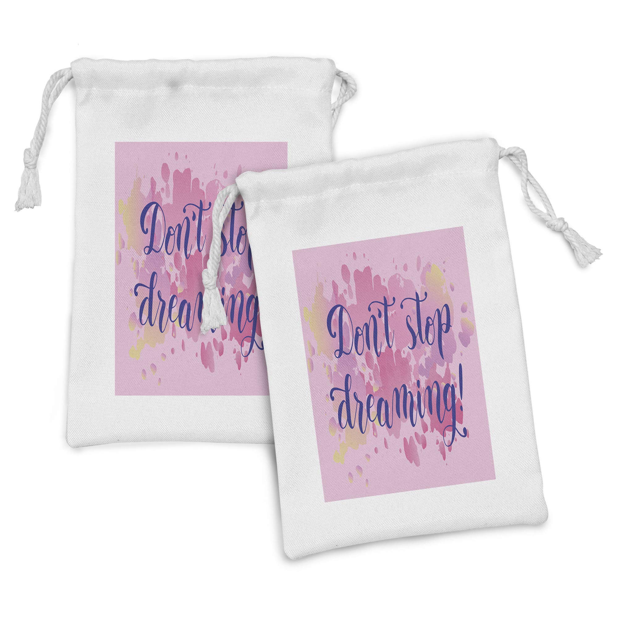 Ambesonne 2-Pack Fabric Drawstring Pouch Set - 