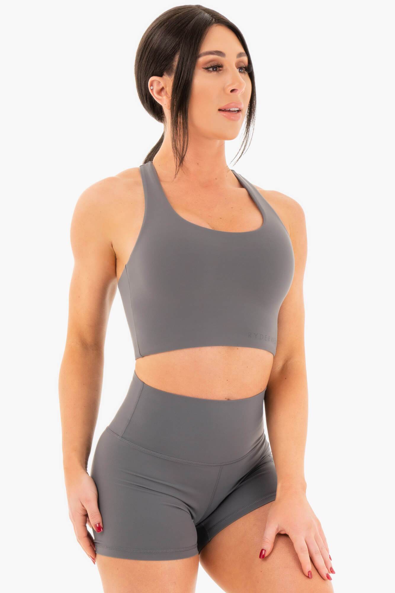 NKD Sports Bra for Women - High Support Workout Bra in Charcoal | Perfect for Yoga, Running & Gym