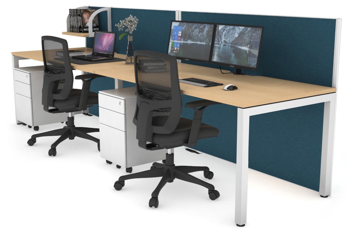Horizon Quadro 2 Person Office Workstation with Square Legs - 1600L x 800W Desk with Cable Management Scallop - Perfect for Shared Workspaces & Collaborative Office Environments
