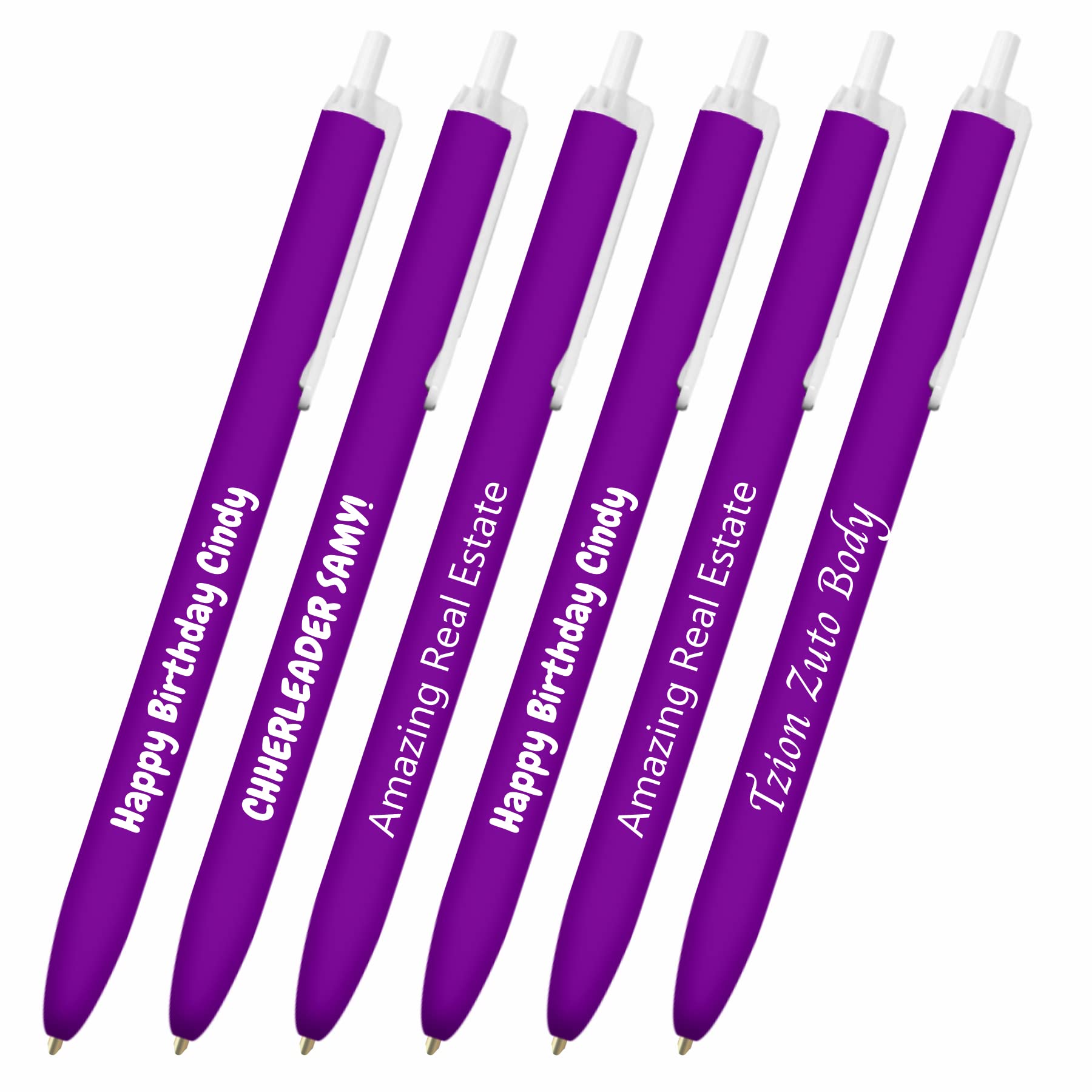 250 Pack Custom Printed Ballpoint Pens - Personalized with Name, Logo & Text - Smooth Click Writing Pens for Events, Promotions & Gifts - USA Assembled - Ideal for Weddings, Corporate Gifts & School Supplies (Purple)