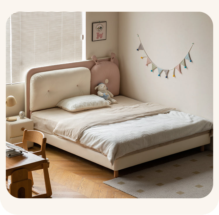 Organic Soft Leather Kids Rabbit Bed - Cozy & Safe for Baby's Nursery, Toddler Room, or Playtime Comfort