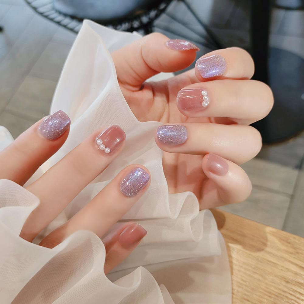 24pcs False Nails - Aquamarine Cat's Eye Long Press on Nails, Fashion Manicure Nail Patches, Reusable Artificial Nails for Women, Easy to Apply & Time Saving | Perfect for Parties, Weddings, and Special Occasions