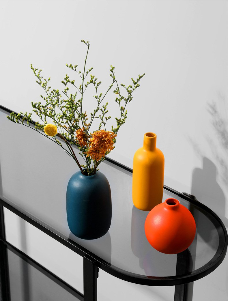 Elegant Contrasted Ceramic Vases for Home Decor - Handcrafted Modern Flower Vases for Living Room, Dining Table & Wedding Centerpieces