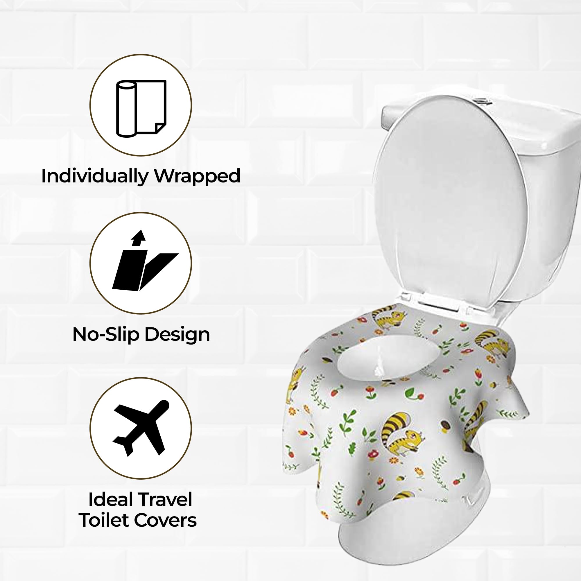 Extra Large Waterproof Disposable Toilet Seat Covers - 20 Pack Individually Wrapped, Travel & Public Restroom Essentials for Kids, Adults & Toddler Potty Training (Squirrel Design) - Perfect for Airplanes, Camping & Hygiene Protection