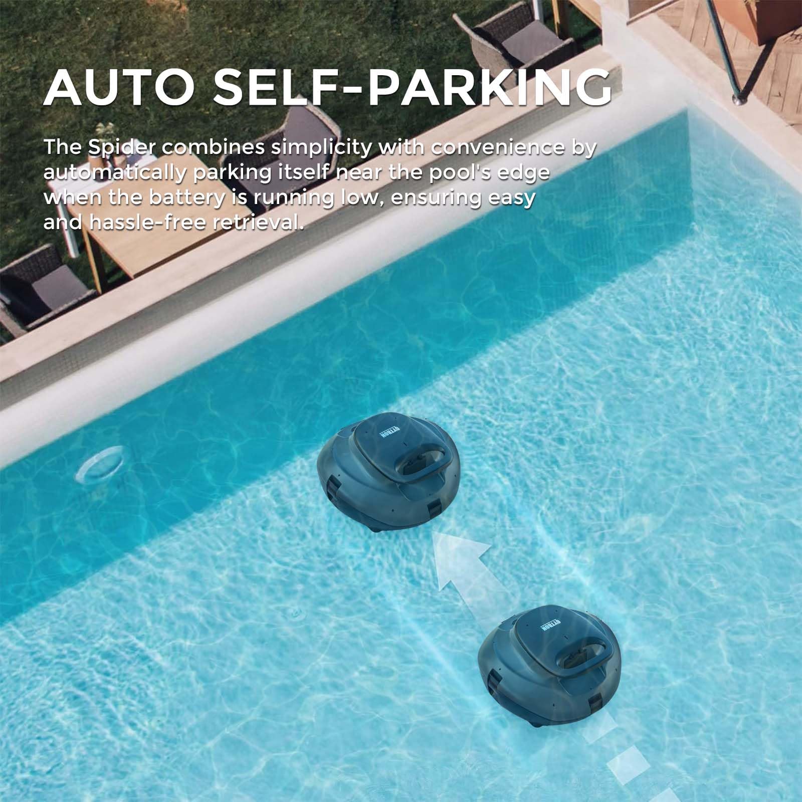 Automatic Pool Cleaner Robot - Cordless Spider Pool Vacuum with Dual Motors, 90 Min Runtime for Above Ground Pools up to 861 Sq Ft | Ideal for In-Ground & Above Ground Swimming Pool Cleaning