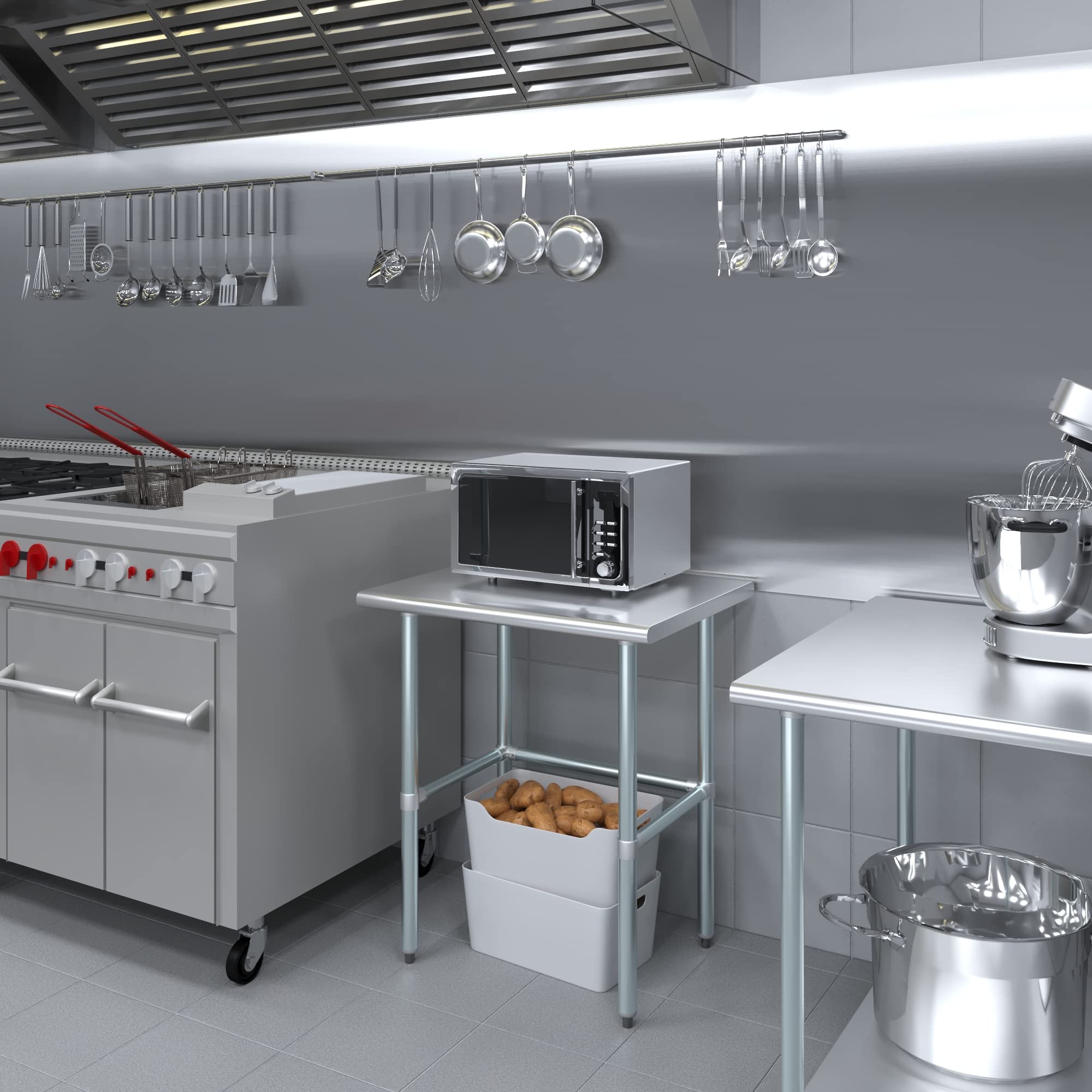 AmGood Stainless Steel Work Table with Open Base - 30