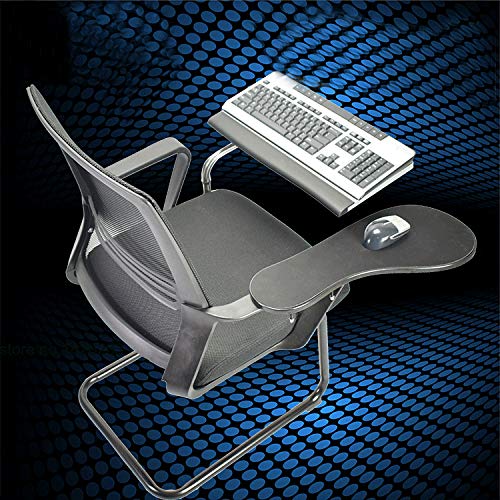 Multifunctional Bow Chair Clamp Tablet Holder with XL Mouse Pad - Adjustable Keyboard & Mouse Support for Office, Gaming & Home Workspace (Silver)