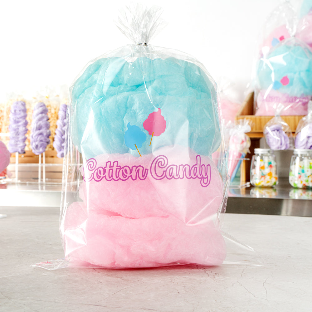 Clear Plastic Cotton Candy Bags 12x18 Inches - 100 Count Box | Bulk Packaging for Candy, Concessions & Party Favors