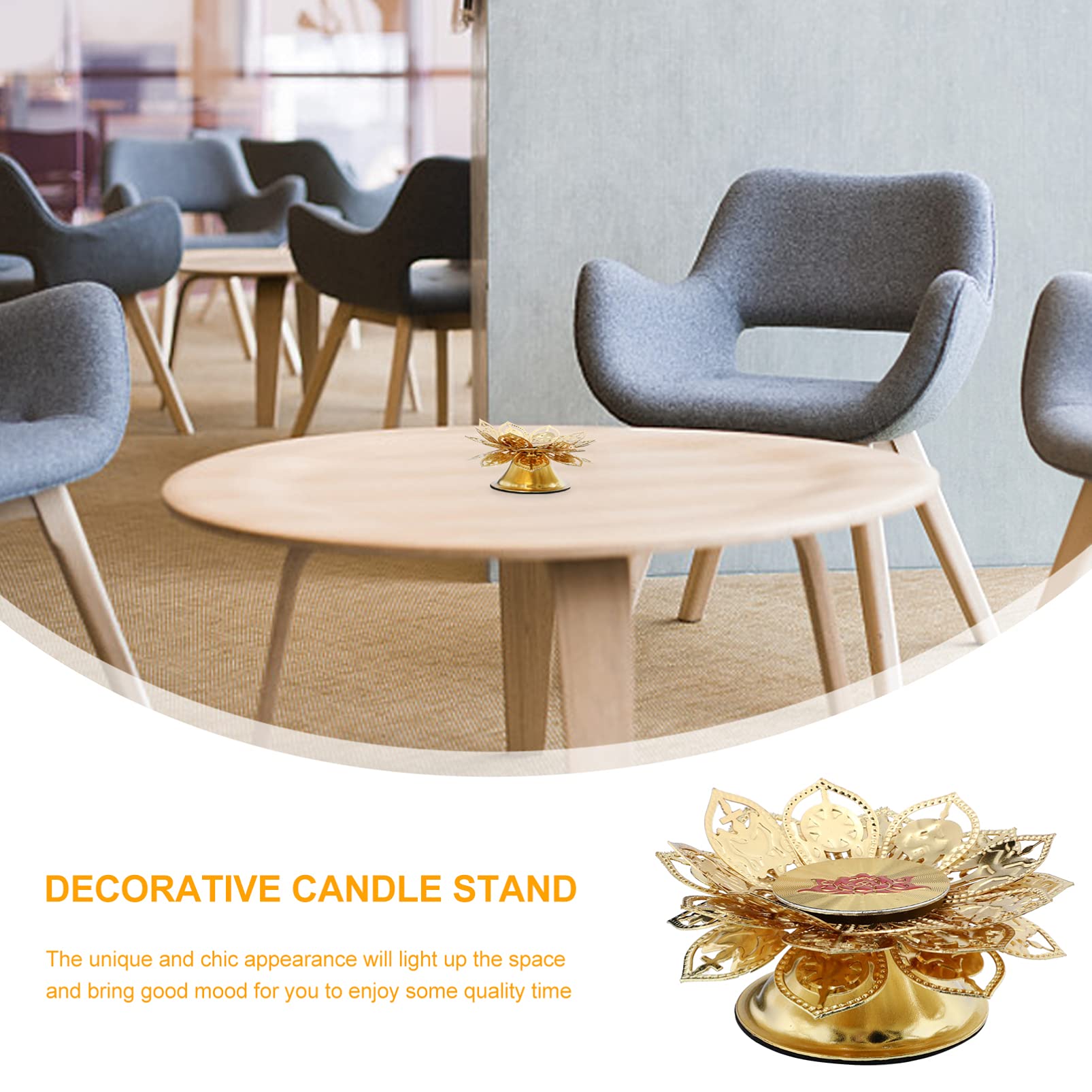 DOITOOL Golden Lotus Ghee Lamp Candle Holder - Antique Tealight Candle Stand for Buddhist Altar, Temple Decor, Meditation Space & Home Aromatherapy | Desktop Aroma Burner for Spiritual Practice & Relaxation
