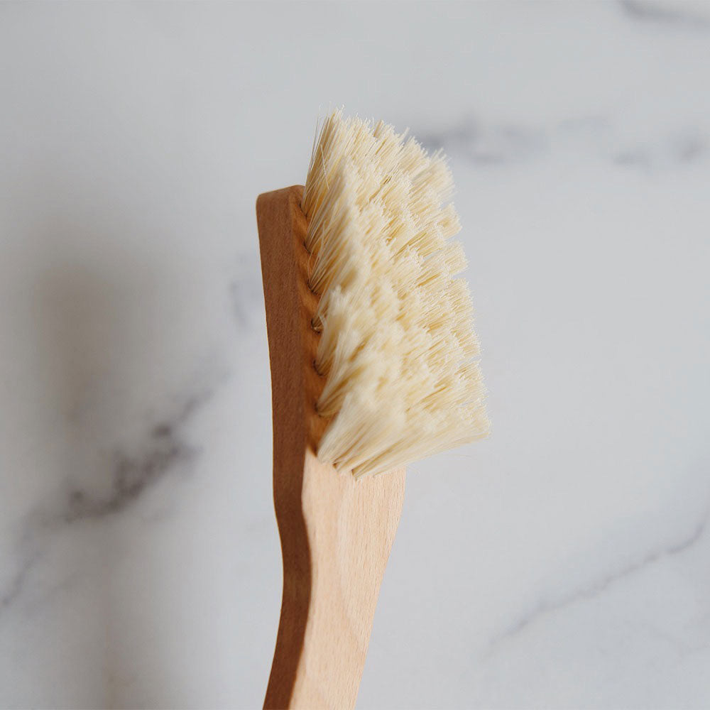 Eco-Friendly Curved Wooden Dish Brush - Natural Bamboo Handle & Soft Bristles for Gentle Cleaning | Perfect for Kitchen, Camping, and Travel Use