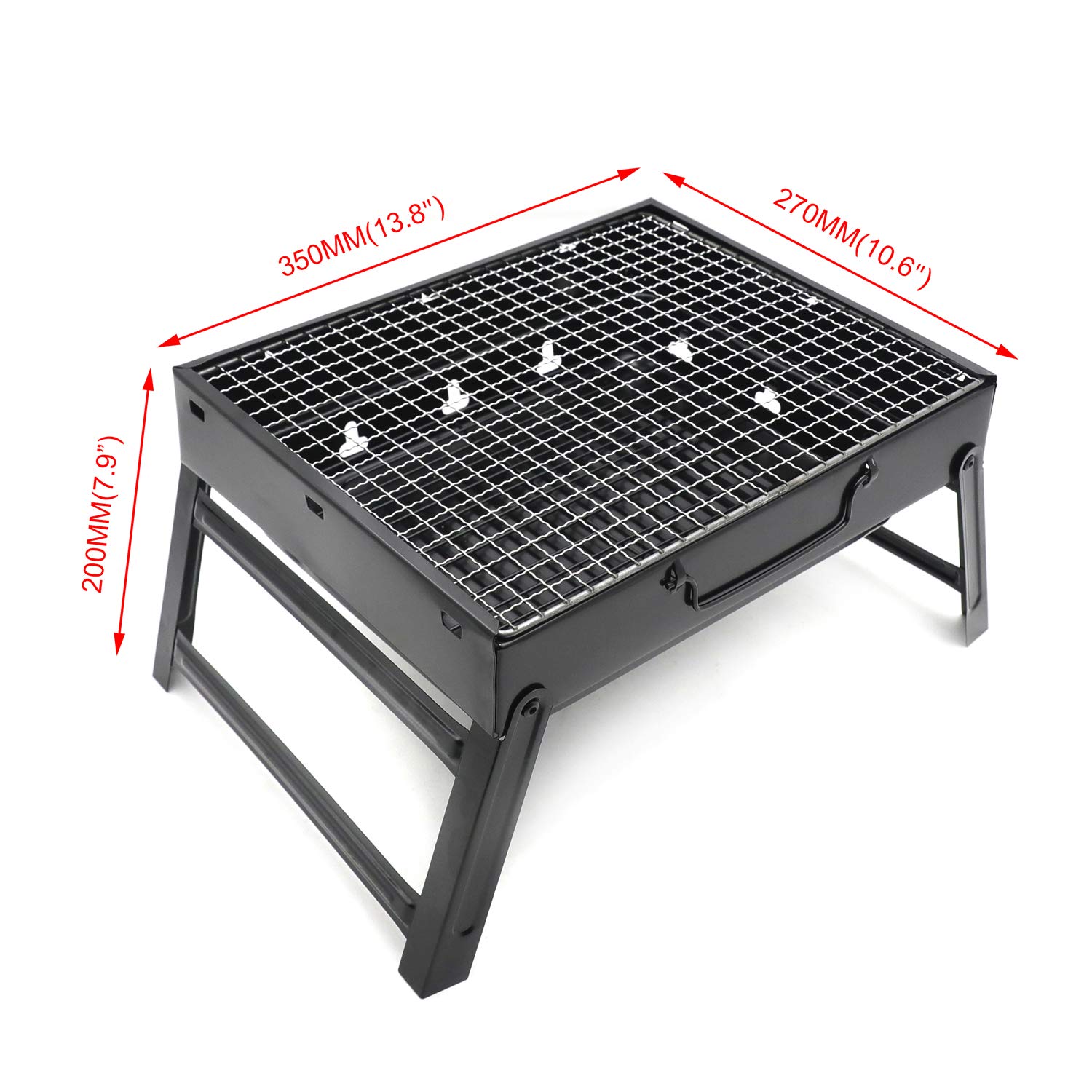 Portable Charcoal BBQ Grill - Large Folding Outdoor Grill for Camping, Garden, Picnic & Backyard Barbecue | Compact & Lightweight Design | Perfect for Tailgating, Beach Parties & Family Gatherings [P/N: ET-COOK006-BK]
