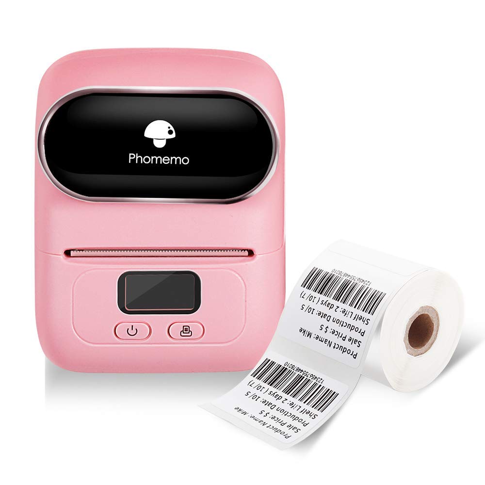 Phomemo M110 Portable Bluetooth Thermal Label Printer - 40×30mm Sticker Maker for Barcodes, Shipping, Retail & Organization | Compatible with iOS & Android (Pink) | Perfect for Small Business, Crafting & Home Office Labeling Needs