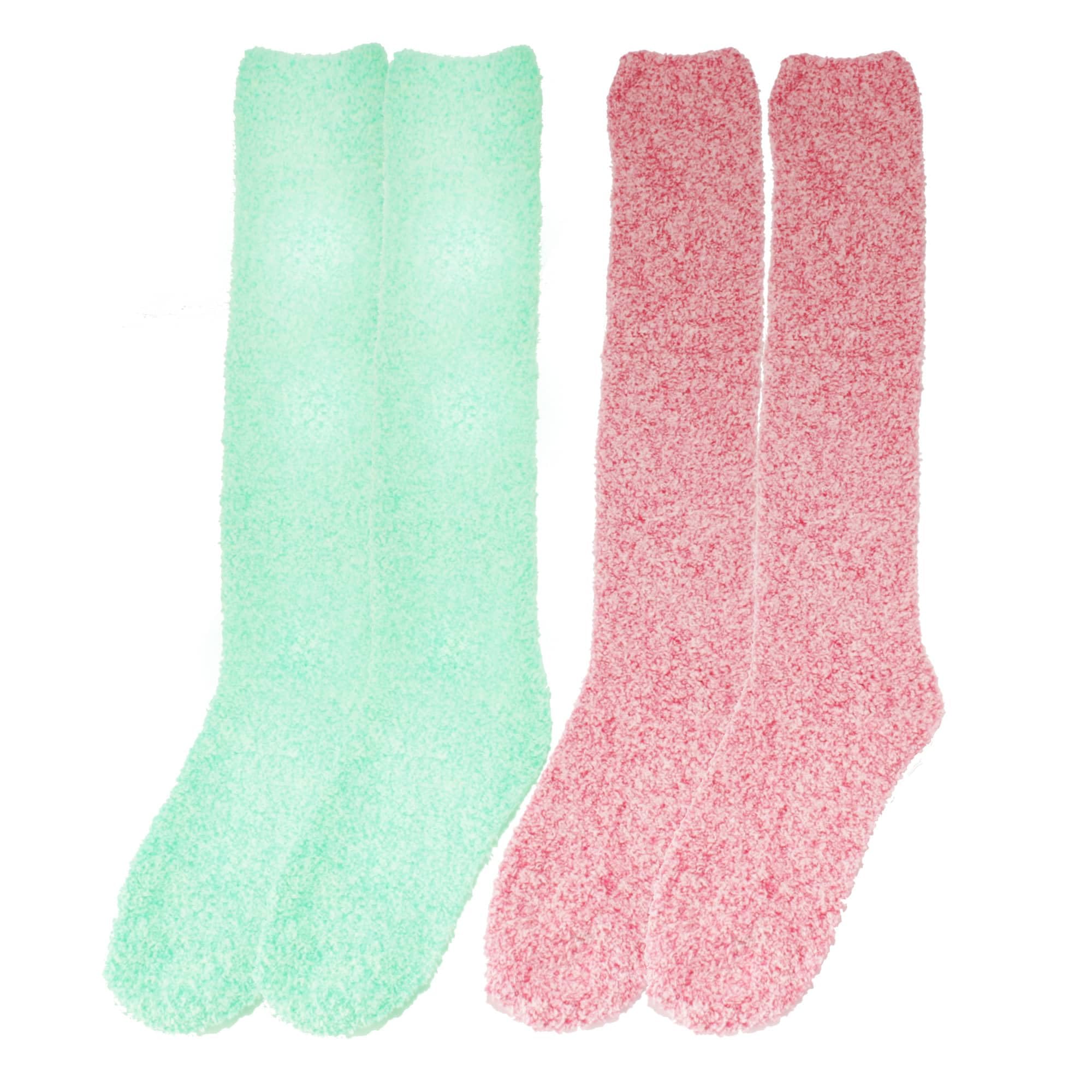 Women's Warm Fuzzy Feather Soft Cozy Knee High Socks for Winter - Non-Slip Comfortable Thick Knit Socks for Cold Weather, Home, Office & Outdoor Activities