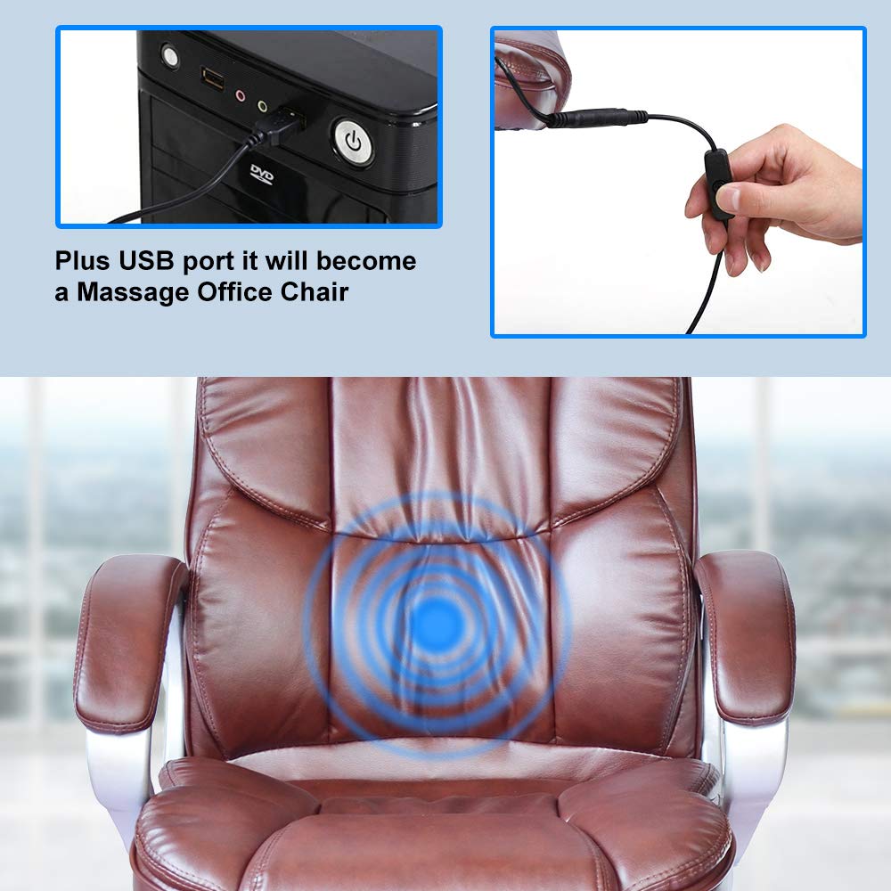 Ergonomic Office Chair - High Back Executive Desk Chair with Adjustable Lumbar Support, Headrest & Massage - Swivel Rolling Task Chair for Home & Office Use - Perfect for Adults, Women & Men Working Long Hours