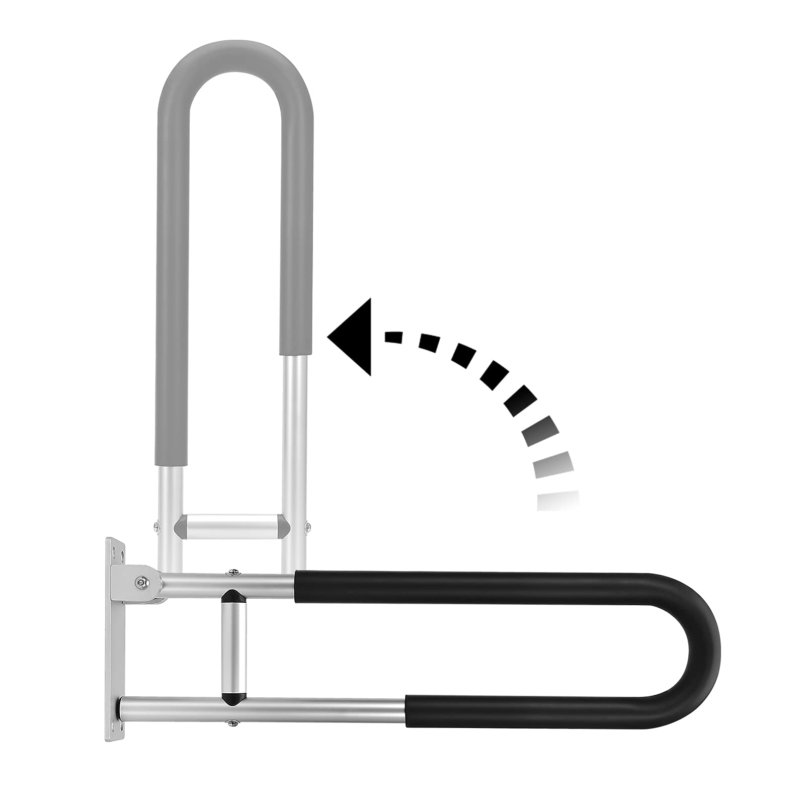 Time Wave 24 Inch Stainless Steel Toilet Safety Rails - Adjustable Flip Up Grab Bar for Elderly & Disabled - Bathroom Handrail for Seniors - Silver (Use in Home, Hospital & Assisted Living Facilities)