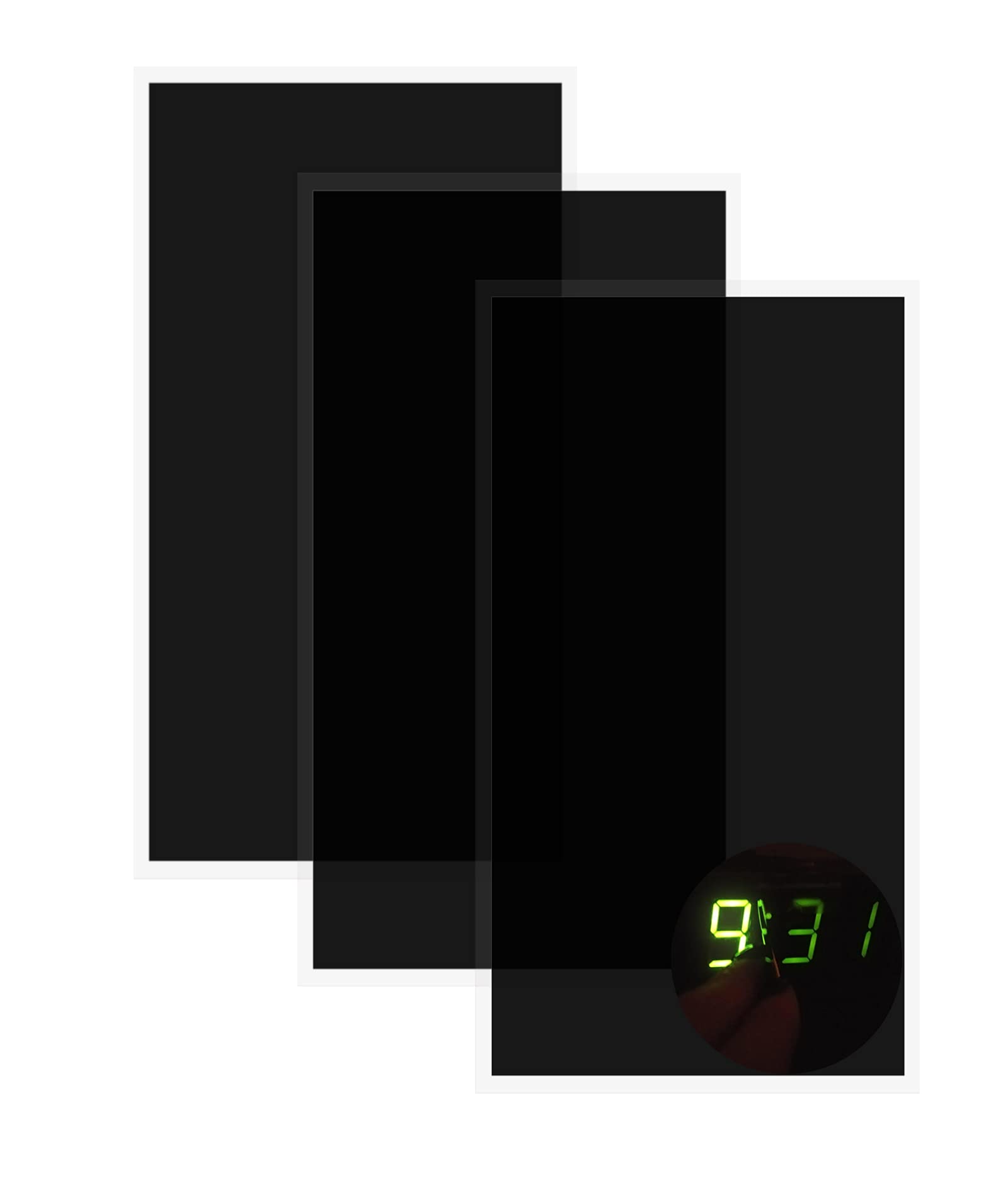 Birllaid Static Clings Dimmer Sheets - 6x3 Inch (Pack of 3) | Black Light Blocking Stickers for Electronics | PET Material | Single Use Square LED Dimming Film - Perfect for Reducing Glare on TVs, Monitors & Digital Displays