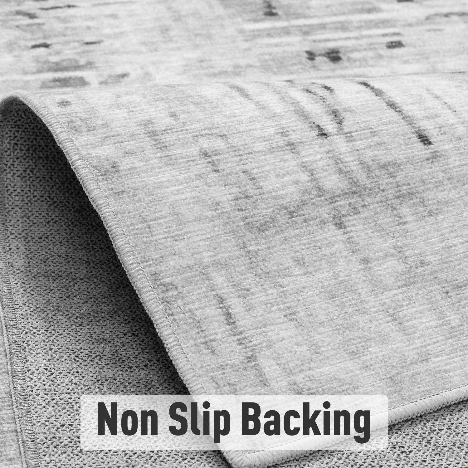 RESARE Modern Abstract Distressed Area Rug 8x10 - Machine Washable Gray Rug for Living Room, Bedroom & Home Decor | Soft & Durable Floor Covering