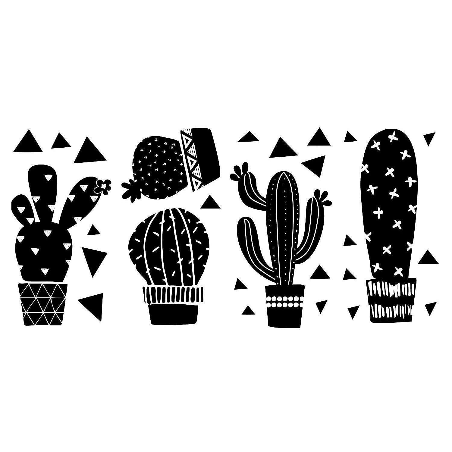 RoomMates RMK3648SCS Black Geometric Cactus Peel and Stick Wall Decals - Self-Adhesive Removable Wall Stickers for Bedroom, Nursery, Dorm & Home Decor