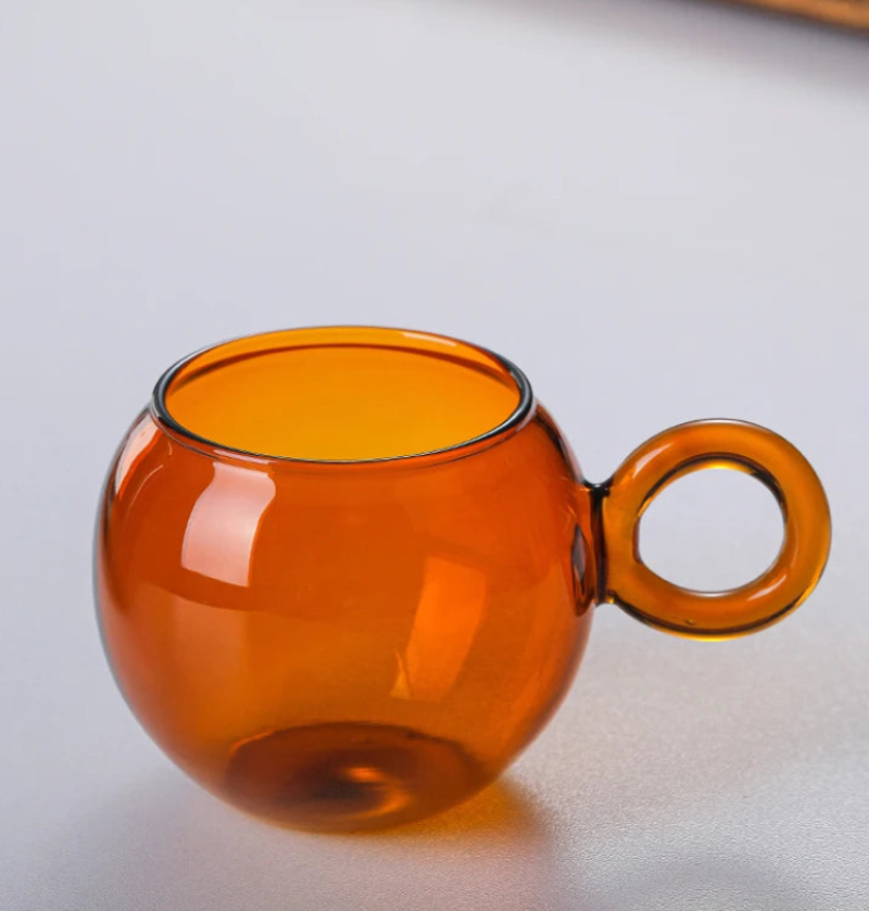 Orbit Ring Glass Mug - 16oz Clear Glass Coffee Cup with Handle, Perfect for Hot & Cold Drinks - Ideal for Home, Office, and Cafe Use