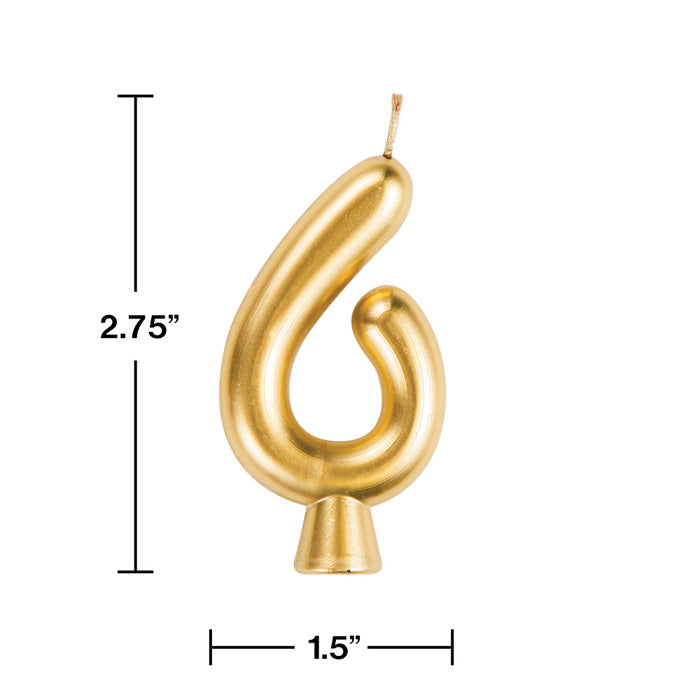 12-Piece Bulk Gold Number 6 Candles for Birthday Cakes, Wedding Decorations & Party Supplies - Premium Quality Unscented Taper Candles