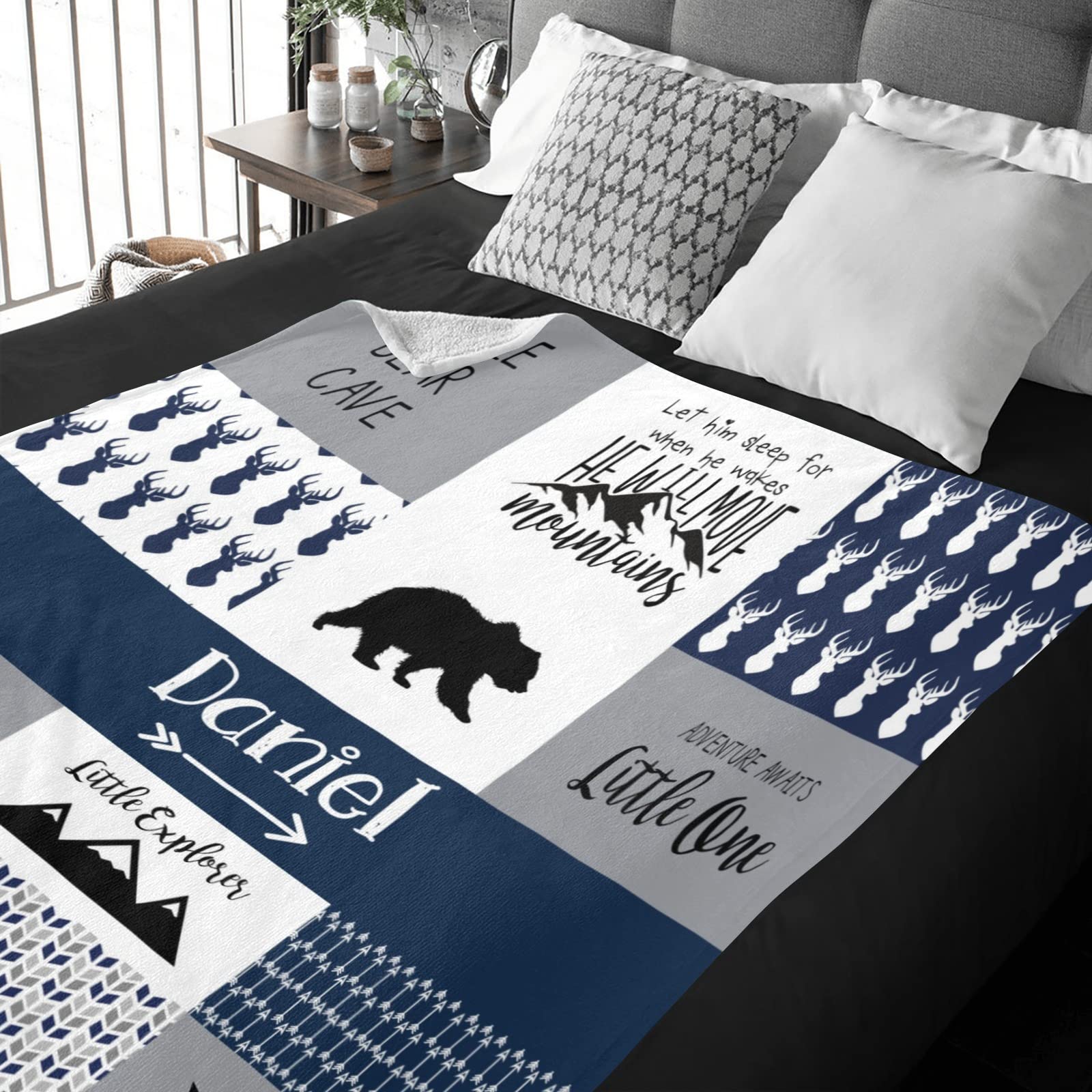 Custom Personalized Baby Blankets for Girls & Boys - Soft Cute Shark & Woodland Animals Design with Name - Perfect Baby Shower, Birthday, Christmas Gift for Newborns & Toddlers - Nursery Essentials, Photo Prop, Travel Blanket