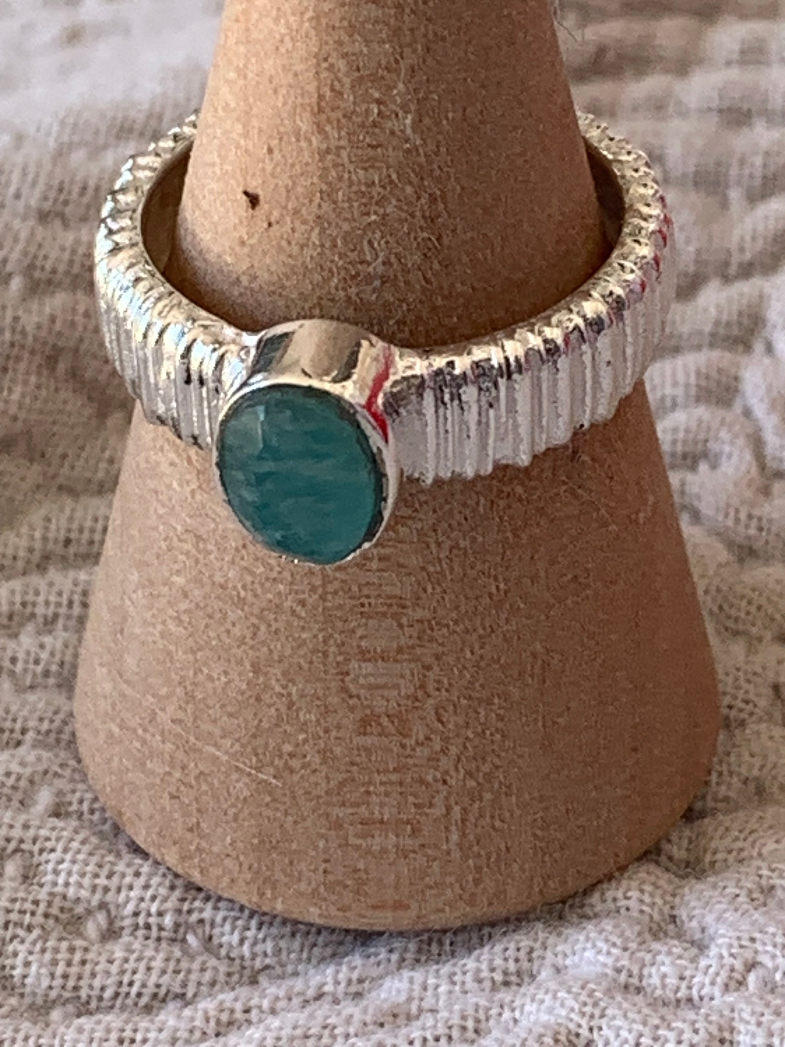 Stunning Silver Amazonite Boho Ring - Handmade Designer Jewelry for Women | Perfect for Beach Vacations, Music Festivals & Boho Chic Outfits