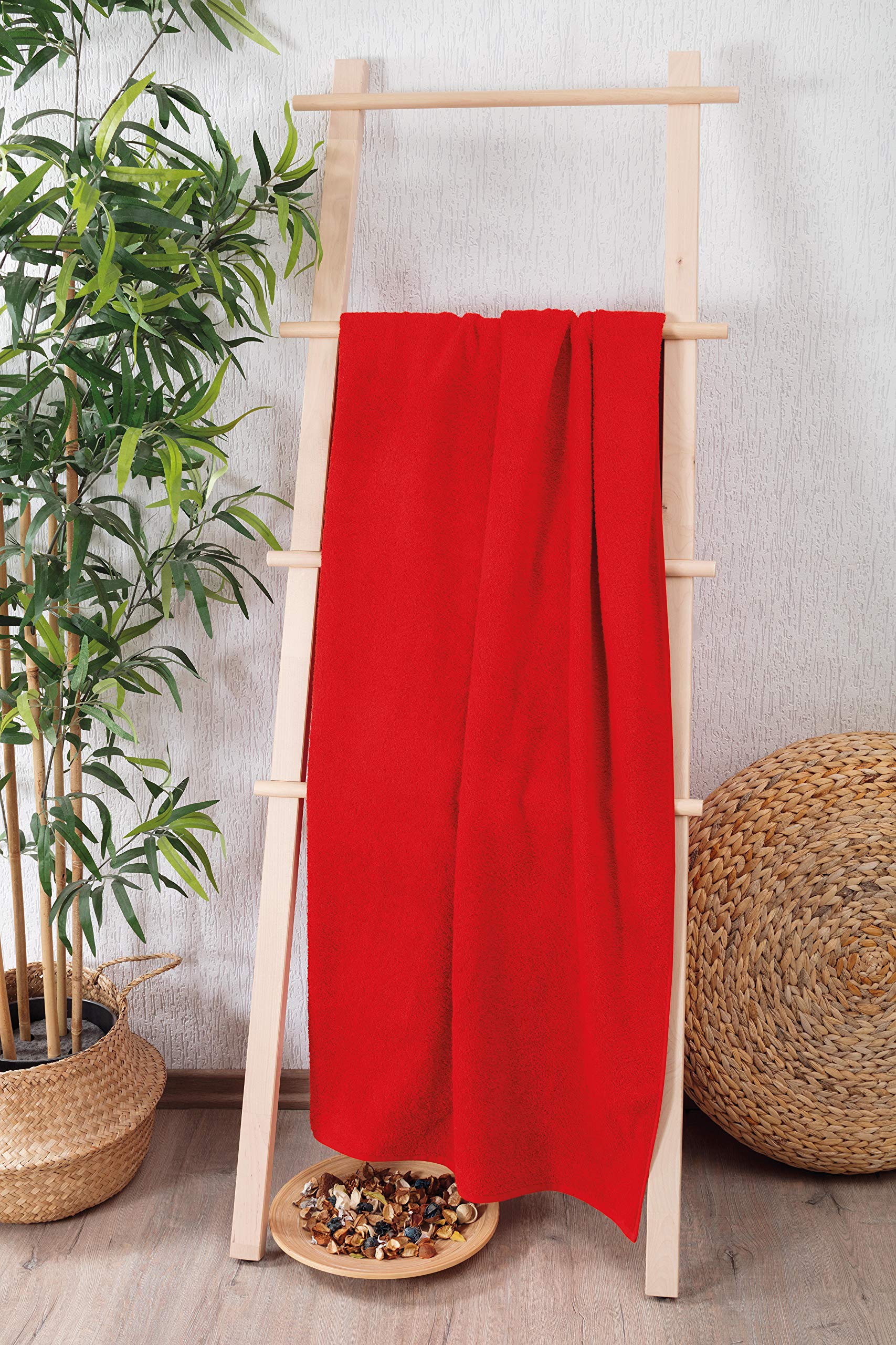 Extra Large Oversized Bath Towels 40x80 Inch - 100% Cotton Turkish Bath Sheets, Ultra Soft & Highly Absorbent, Heavy Weight 1000g (35oz) - Set of 4 Red Towels for Spa, Beach, Gym & Luxury Bathroom Use