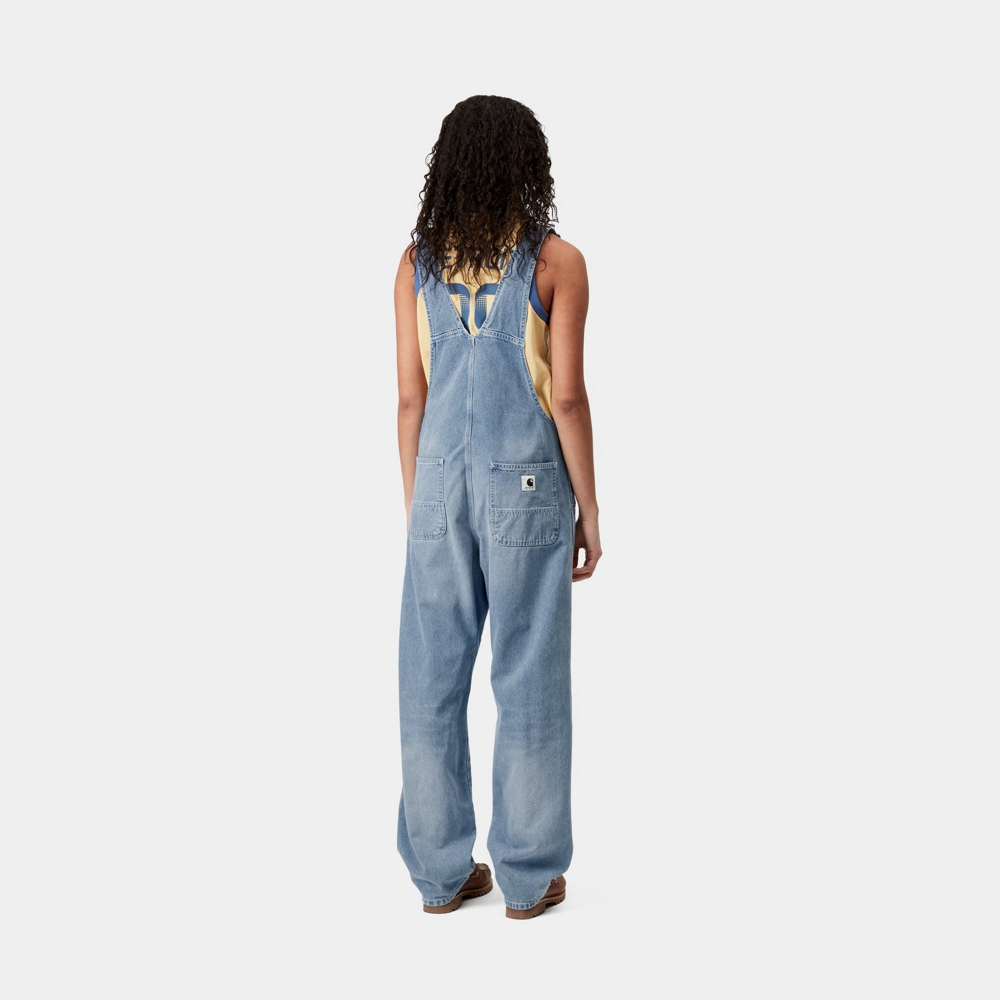 Women's Denim Bib Overalls Straight Leg - Light True Washed Blue Jeans for Casual Wear, Work & Outdoor Activities