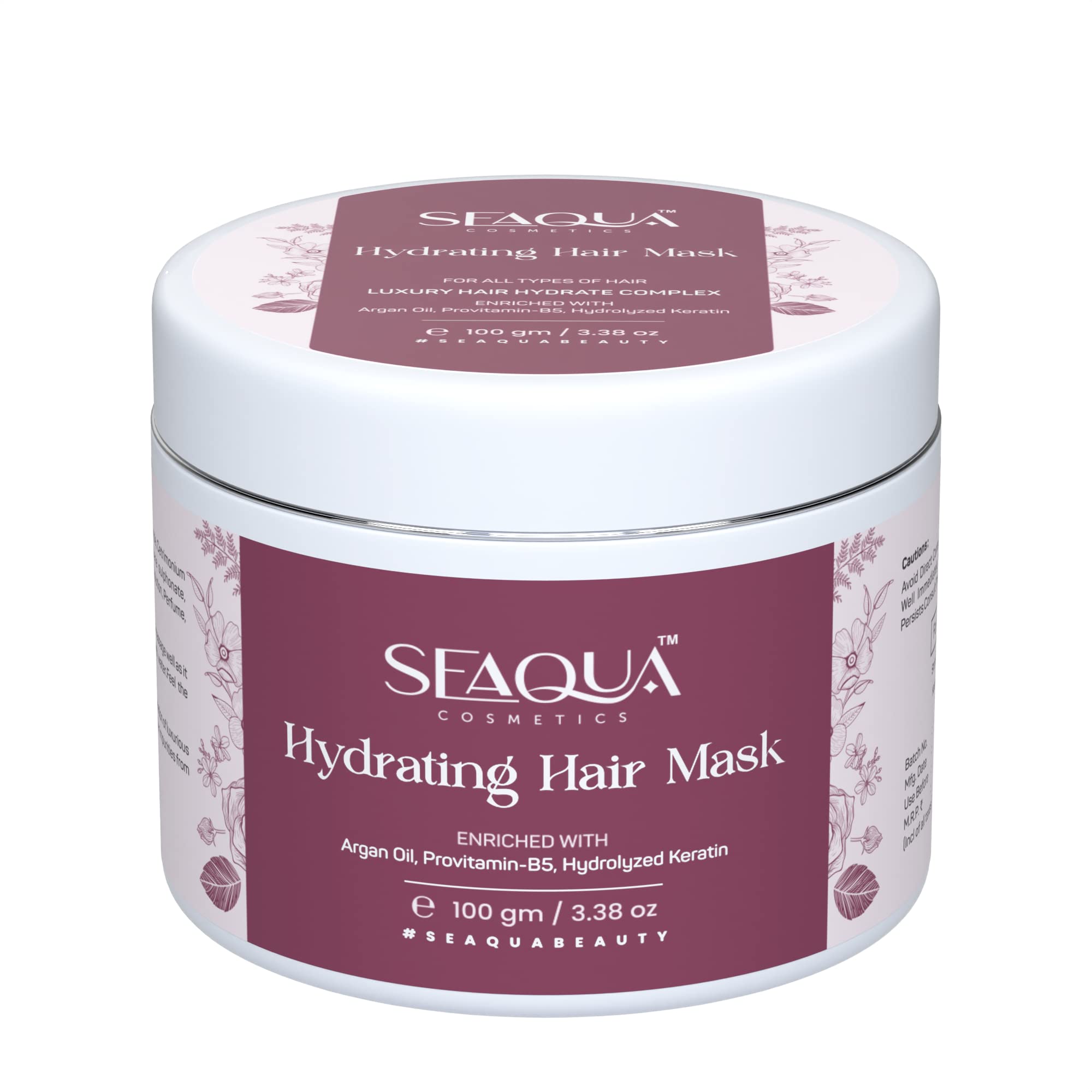 SEAQUA Hydrating Hair Mask - Sulfate & Paraben Free Deep Conditioning Treatment for Dry, Damaged Hair - Men & Women (100g) | Perfect for Post-Wash Care & Salon-Like Results at Home
