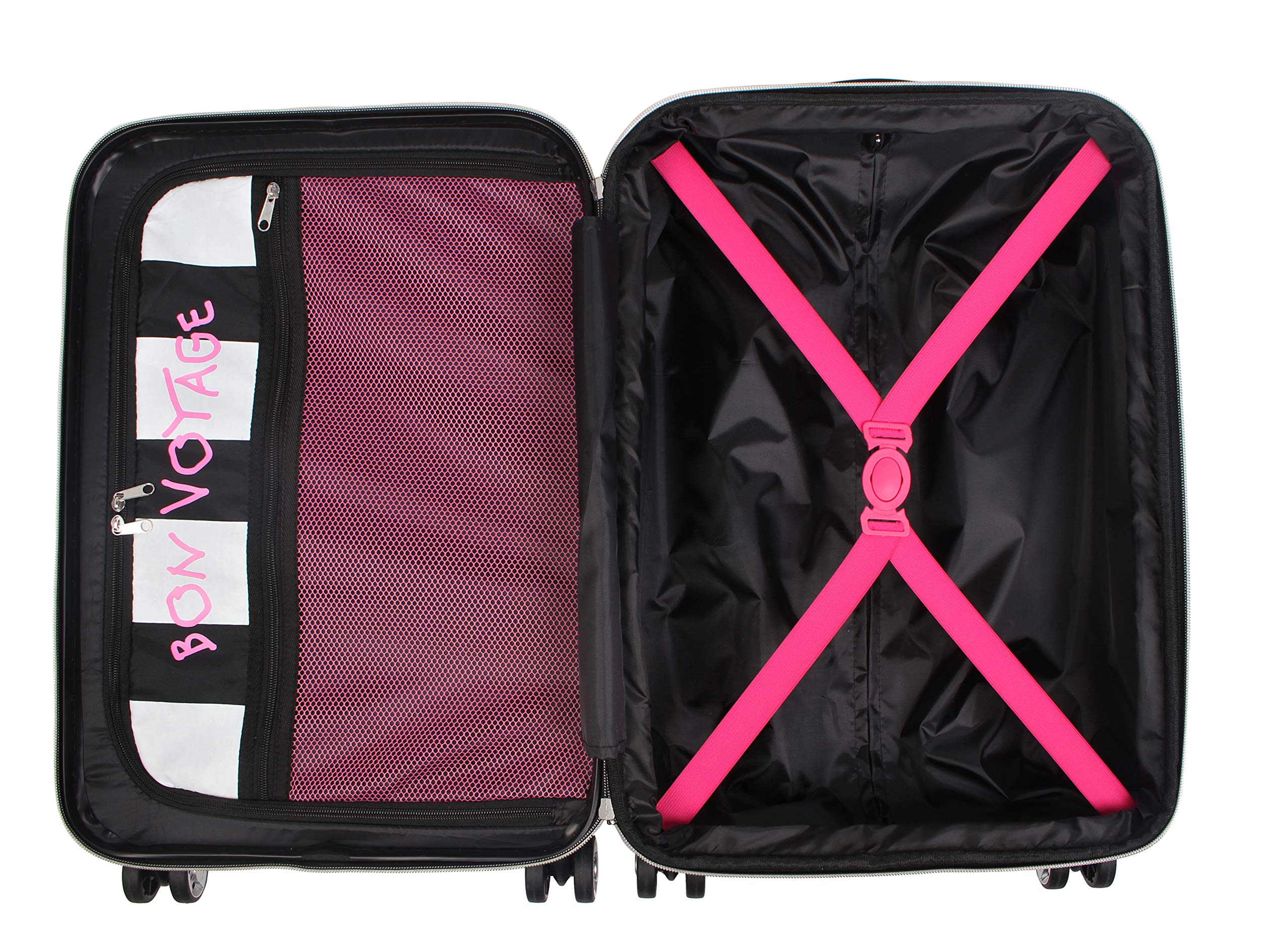Betsey Johnson 30 Inch Checked Luggage - Expandable Scratch Resistant ABS+PC Hardside Suitcase - Lightweight Designer Spinner Wheel Luggage for Women - Perfect for Air Travel & Vacation Getaways