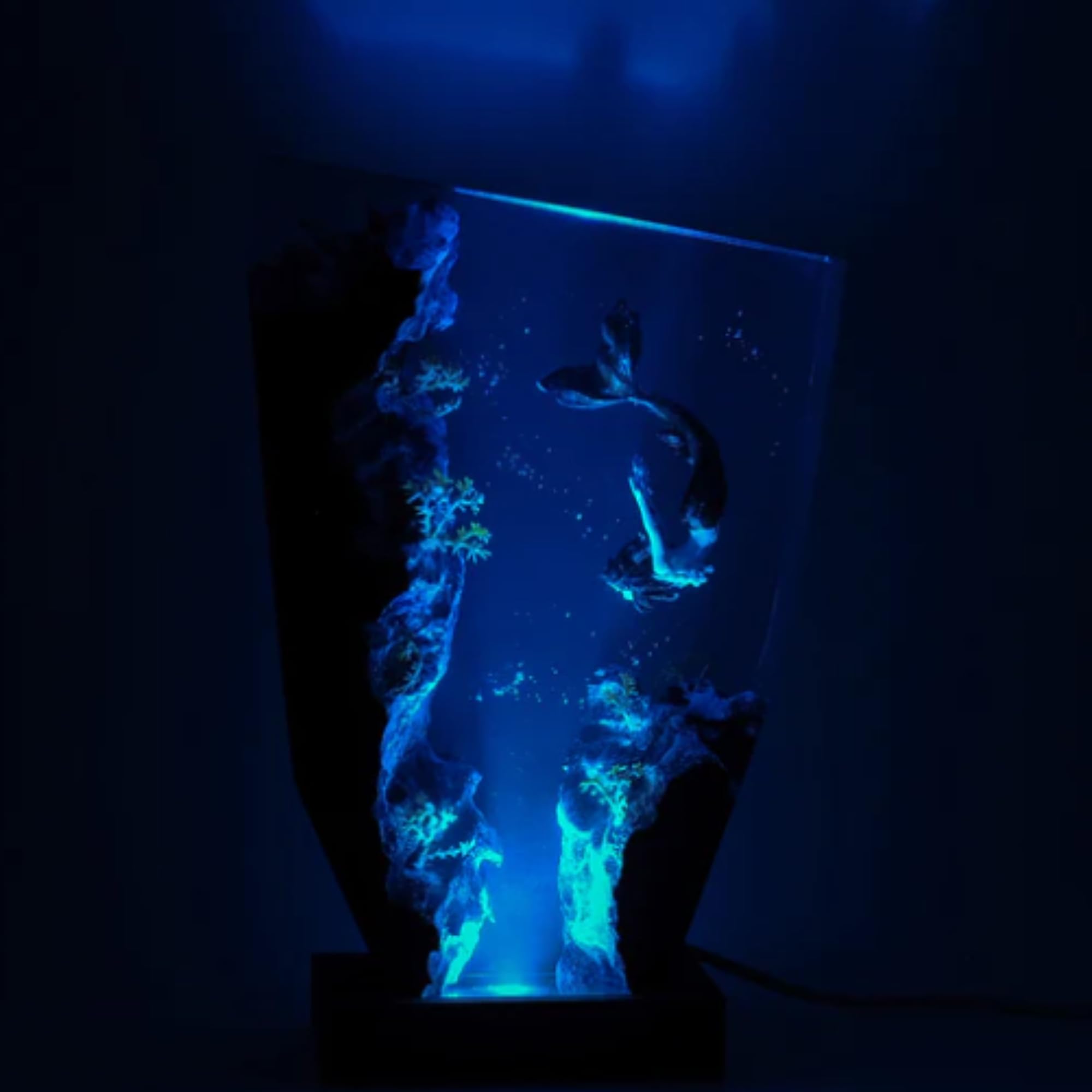 Mermaid Epoxy Resin Lamp - Deep Sea Ocean Night Light for Home Decor, Unique Gift for Lovers (8x5 Inch) | Perfect for Bedroom, Living Room & Romantic Gifts