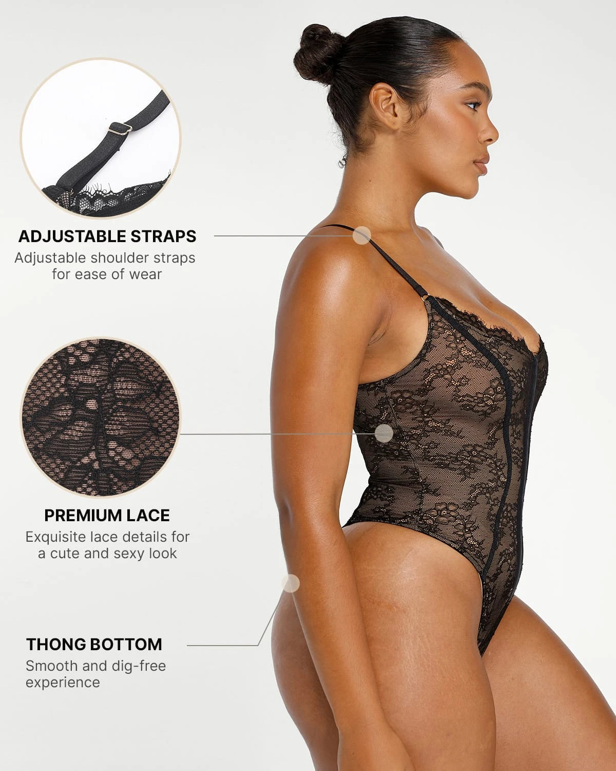 Lace Glamour Flawless Fit Thong Bodysuit - Sexy Lingerie for Women | Perfect for Date Night & Special Occasions