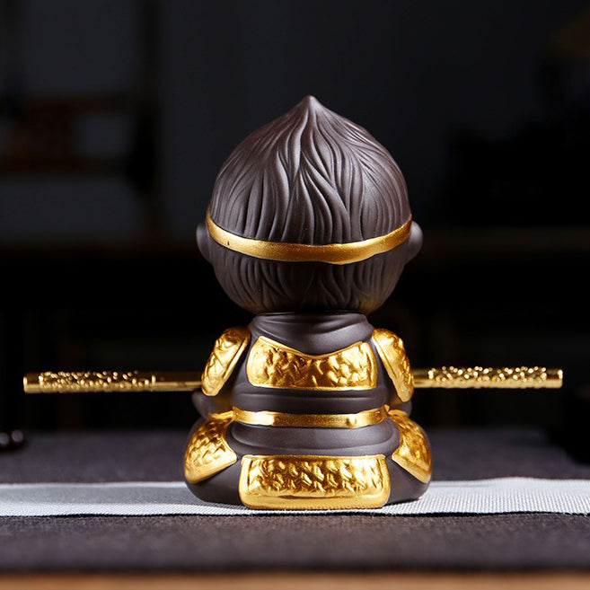 Monkey King Sun Wukong Tea Pet - Chinese Ceramic Tea Companion for Gongfu Tea Ceremony | Perfect Gift for Tea Lovers & Collectors | Use for Tea Brewing Rituals & Home Decor