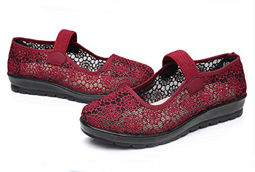 MissFiona Women's Breathable Hollow Out Mary Jane Flats - Soft-Soled Granny Walk Shoes for Dance, Walking & Casual Wear | Comfortable & Stylish Everyday Shoes