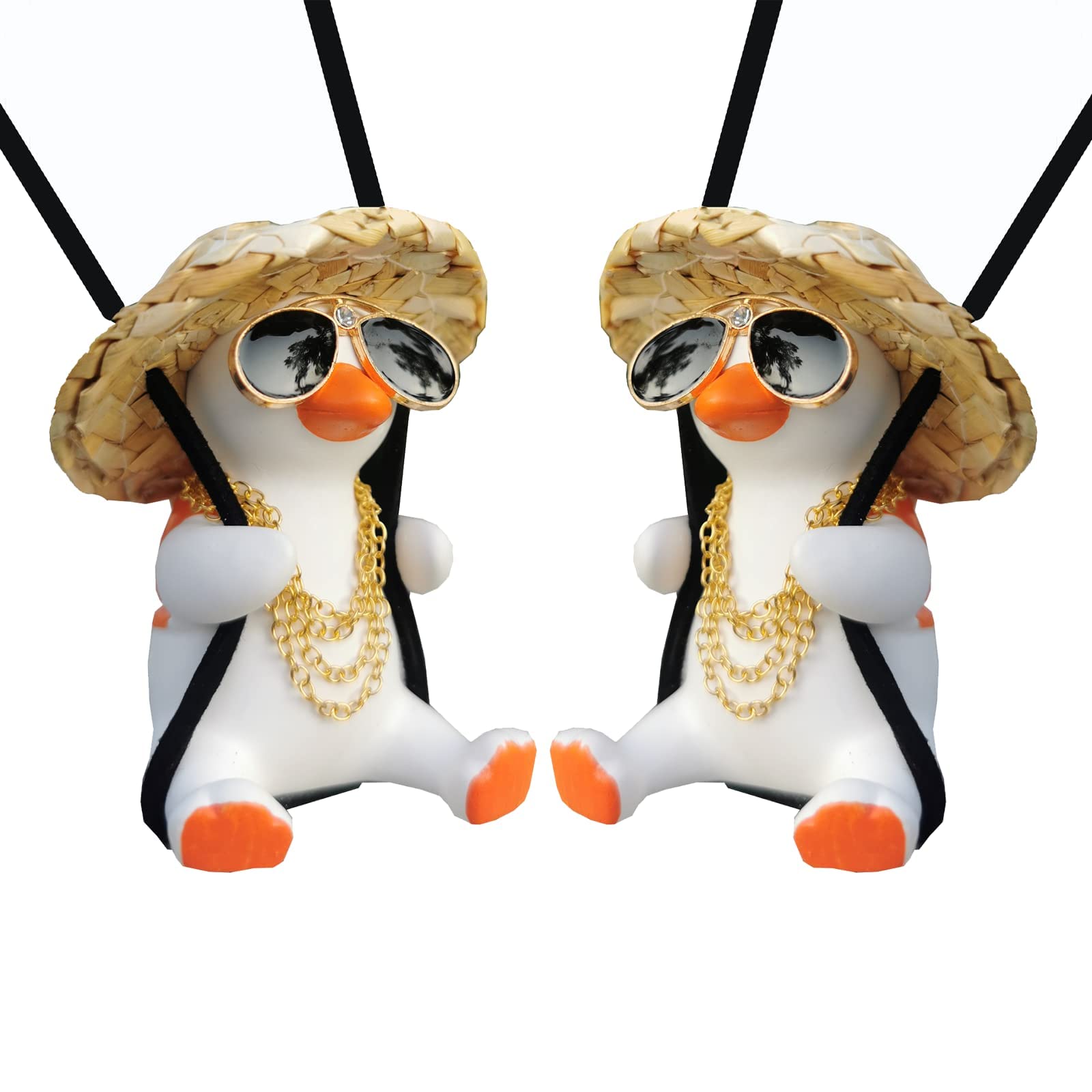 2 Pack Cute Swinging Duck Car Hanging Ornament - Fun Rear View Mirror Accessories for Teens - Car Mirror Pendant Charm (2PCS) - Perfect for Road Trips & Gifts
