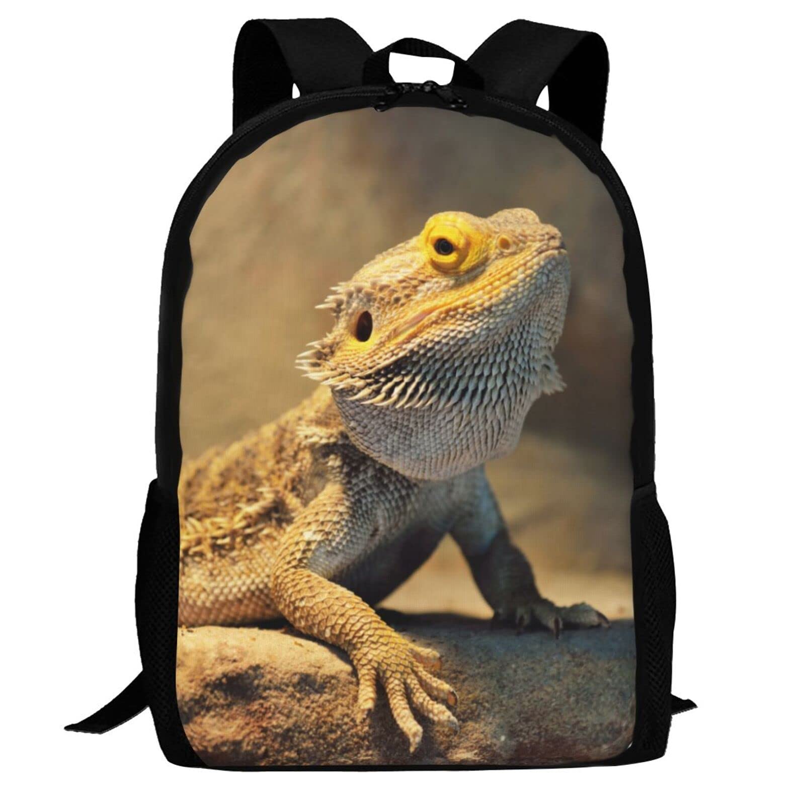 D-WOLVES Lightweight Ergonomic Backpack for Women & Men - Brown Bearded Dragon Lizard Design, Comfortable School Book Bag with Back Support, Durable Travel Daypack for Hiking, Work, Business Trips & Holidays | Perfect for College, Office Commute & Outdoor Adventures