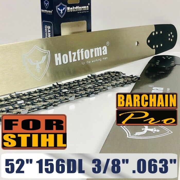 Holzfforma 52 Inch 3/8 .063 Pitch 156DL Chainsaw Guide Bar & Saw Chain Compatible with Stihl MS660 066 046 - Perfect for Professional Logging, Tree Felling & Firewood Cutting