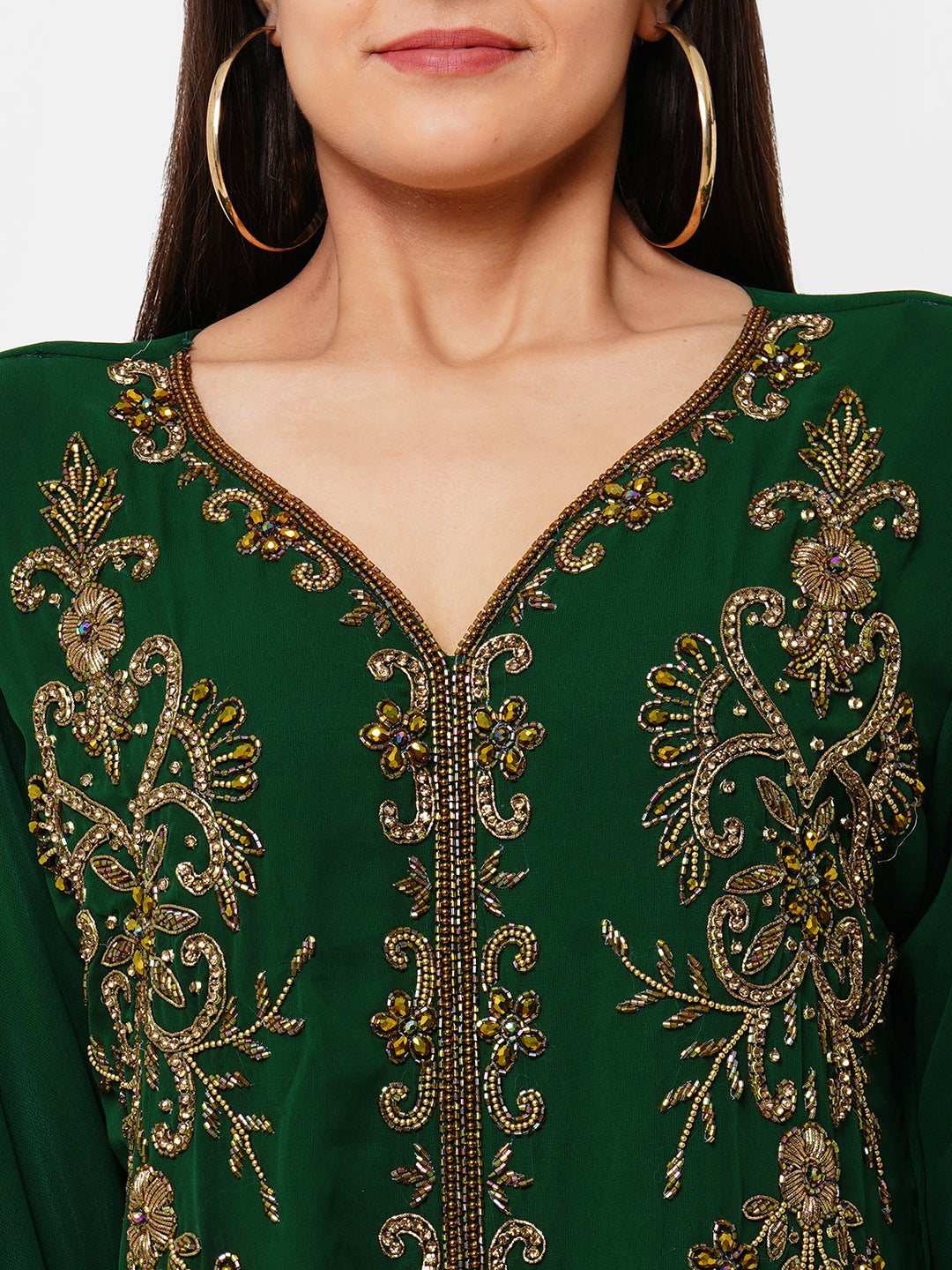 Exquisite Embroidered Arabian Kaftan - Designer Jalabiya Dress for Women | Elegant Islamic Modest Wear for Weddings, Parties & Special Occasions
