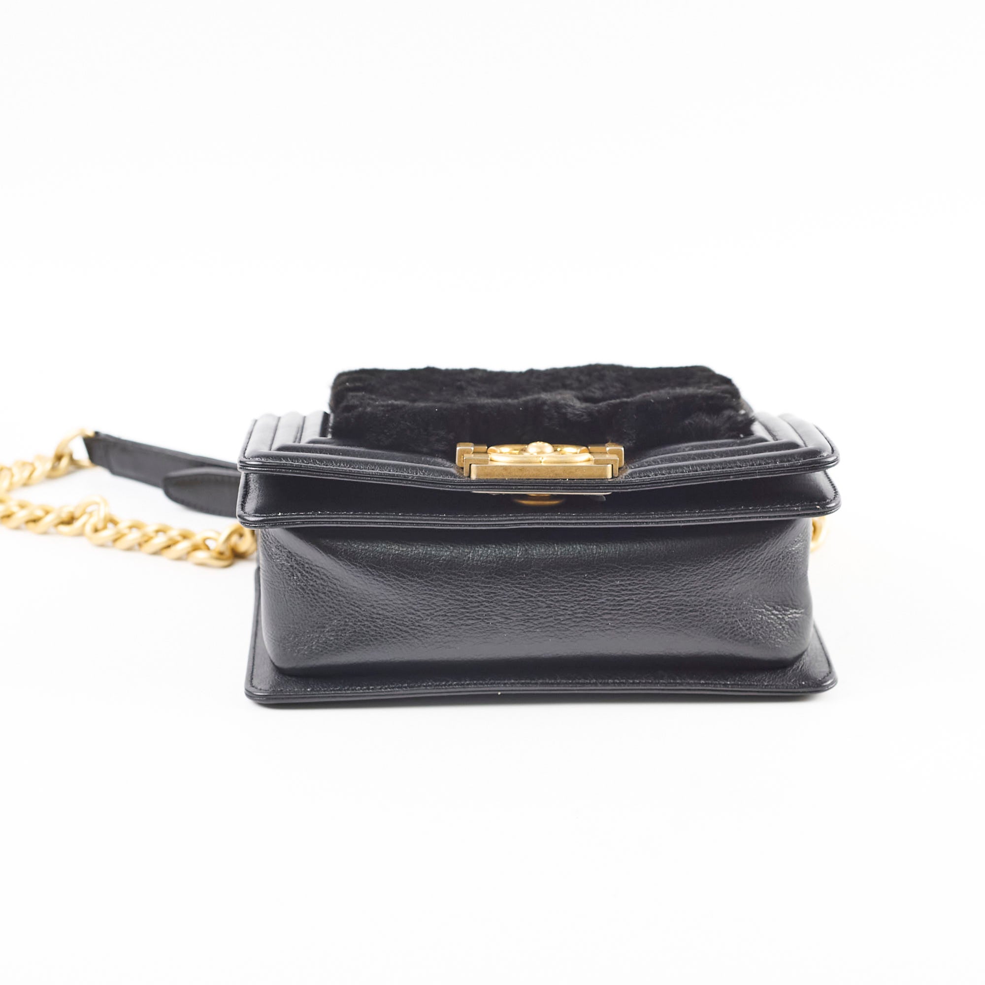 Chanel Boy Black Fur Handbag - Luxury Quilted Leather Crossbody Bag for Women | Perfect for Evening Parties, Date Nights & Special Occasions