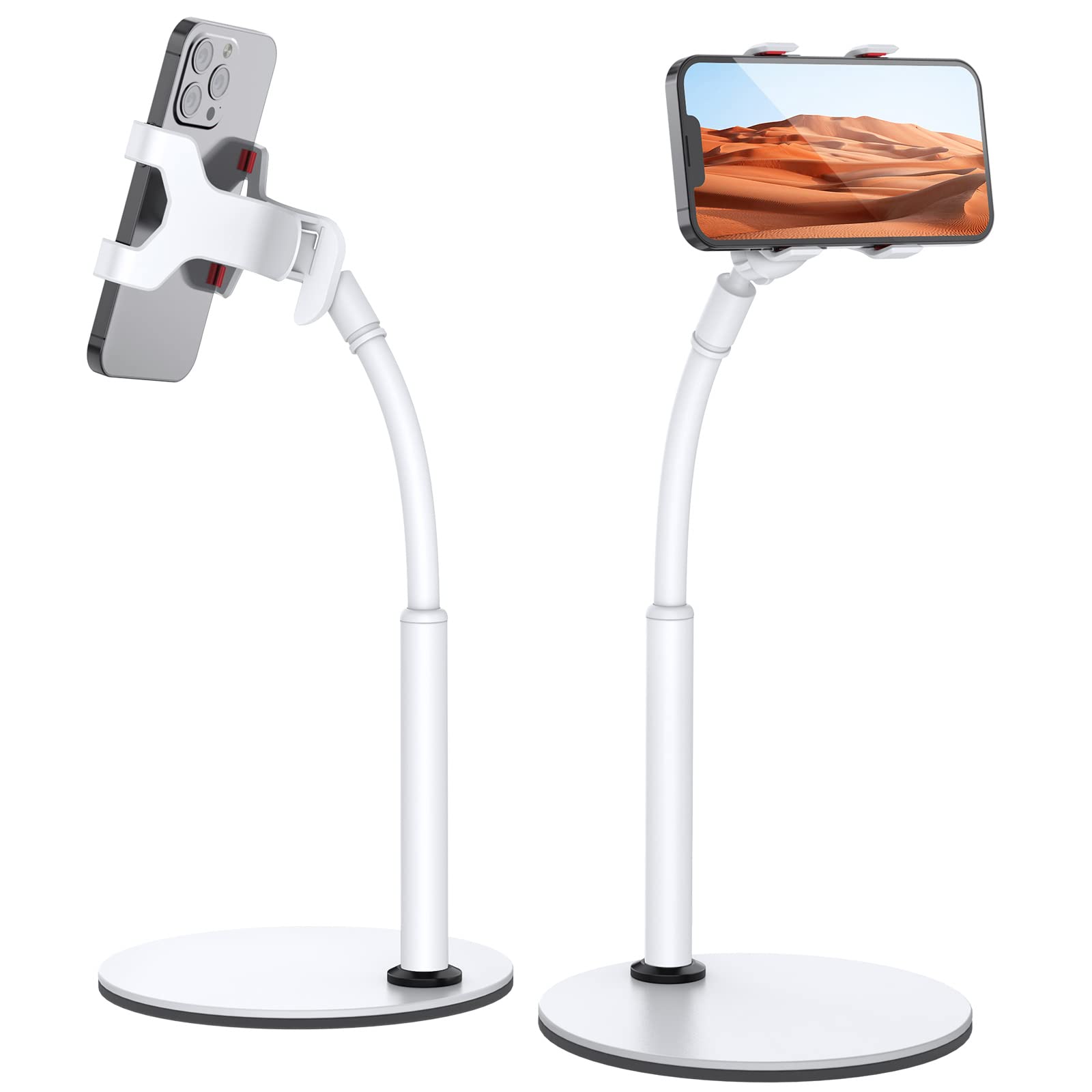 Adjustable Gooseneck Phone Stand Holder - Universal Aluminum Alloy Lazy Bracket for iPhone, Samsung & 3.5
