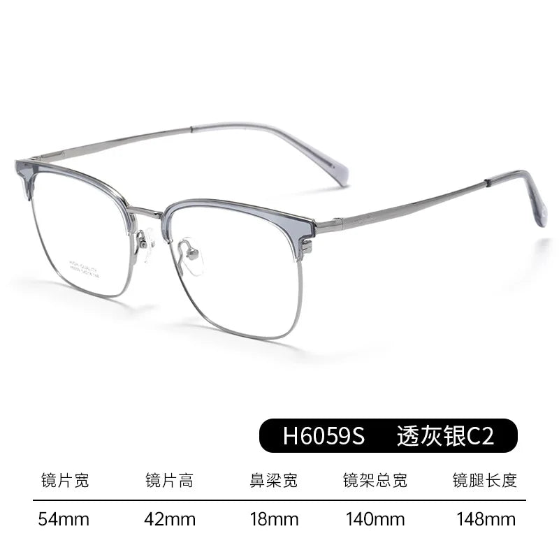 Bclear Unisex Full Rim Square Brow Line Titanium Eyeglasses 16059 - Lightweight & Durable Eyewear for Men & Women - Perfect for Reading, Working & Daily Fashion Accessory