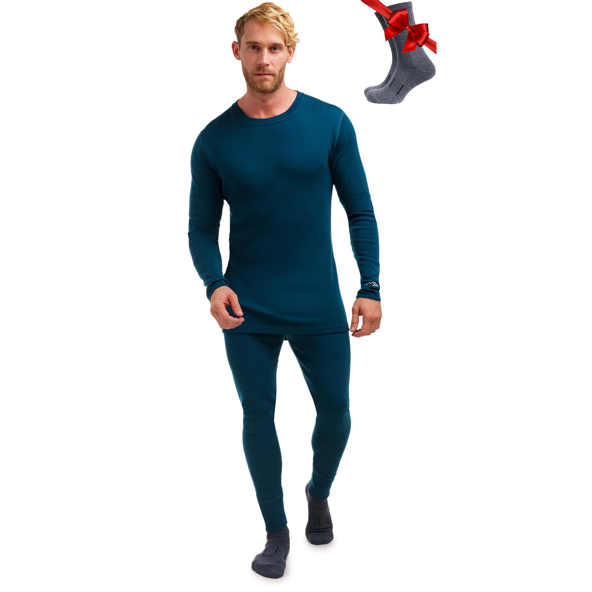 Premium Merino Wool Base Layer Set for Men - Heavyweight, Midweight & Lightweight Thermal Underwear Top & Bottom | Cold Weather Hiking, Skiing & Outdoor Activities