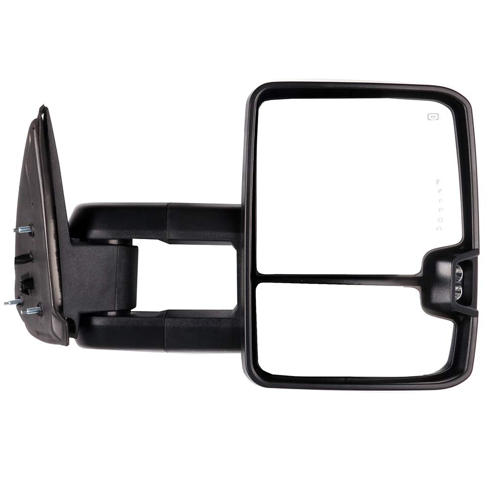 SCITOO Chrome Power Heated Towing Mirrors with LED Turn Signal & Running Light - Compatible with 1999-2002 Chevy Silverado & GMC Sierra Pickup Trucks (Pair LH RH) - Perfect for Enhanced Visibility & Safety While Towing Trailers or Heavy Loads