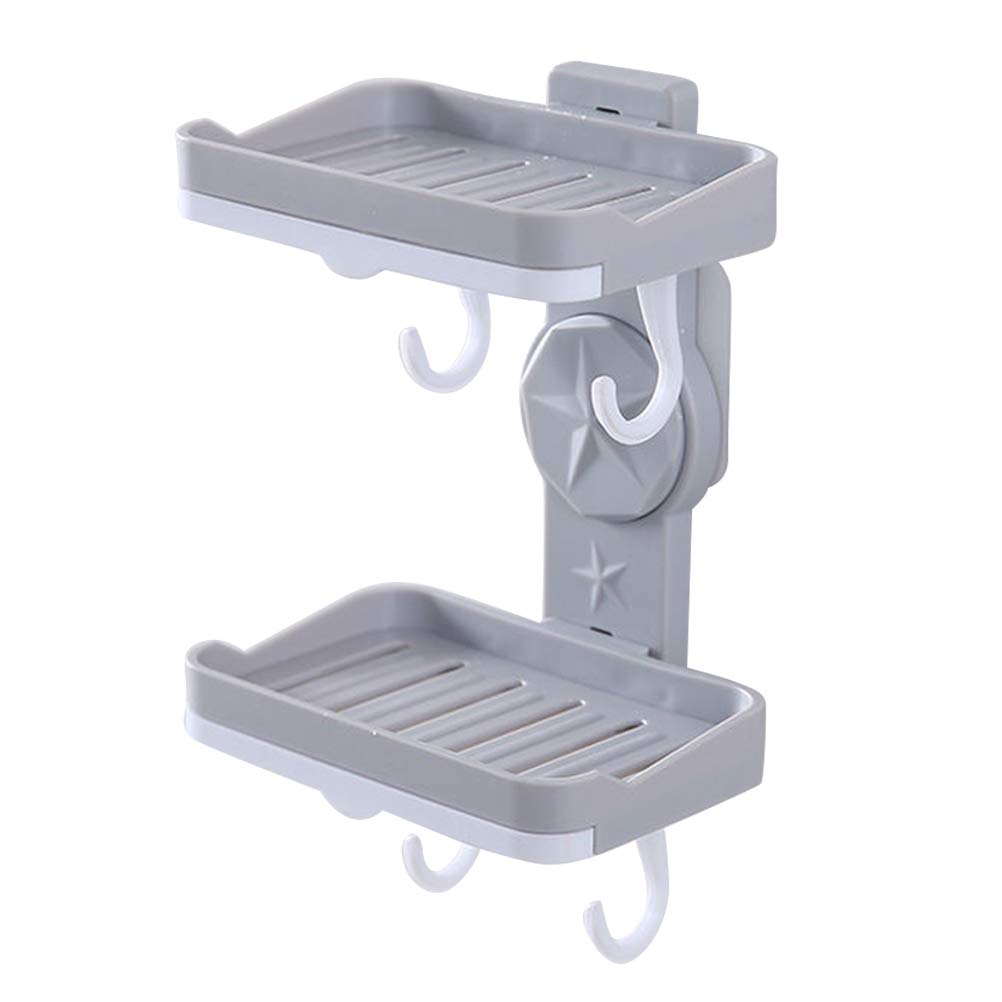 DOITOOL Double Layer Soap Rack with Hook - Wall Mounted Soap Dish Holder for Bathroom & Shower - Rustproof Drainable Soap Box for Kitchen, Sink, and Vanity Organization