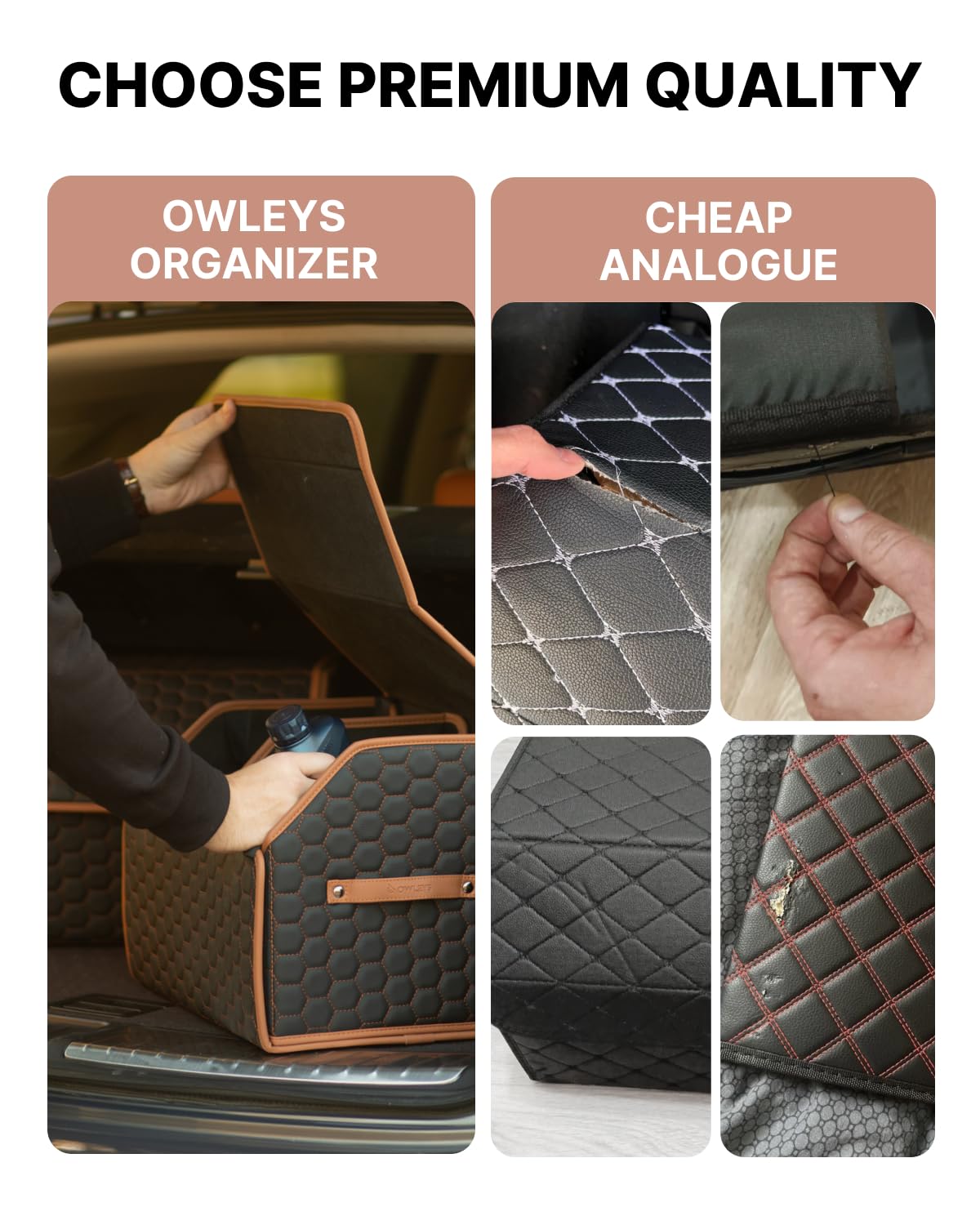 Foldable Trunk Organizer for Car Storage - Collapsible Auto Organizer with Lid - 21.6 Inch Hexy Design for SUV, Sedan & Minivan - Perfect for Groceries, Travel Gear & Sports Equipment Organization